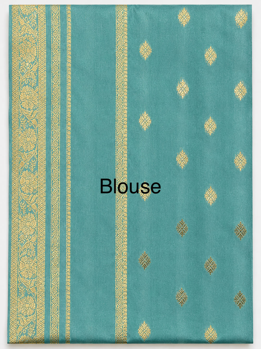 Royal Blue Mysore Silk Saree with Sea Green Zari Border