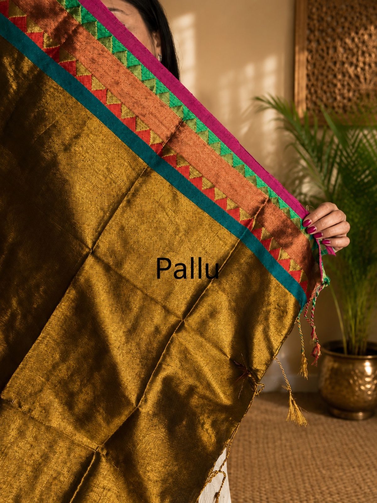 Antique Gold Soft Tissue Jacquard Saree Party Wear Occasion Wear
