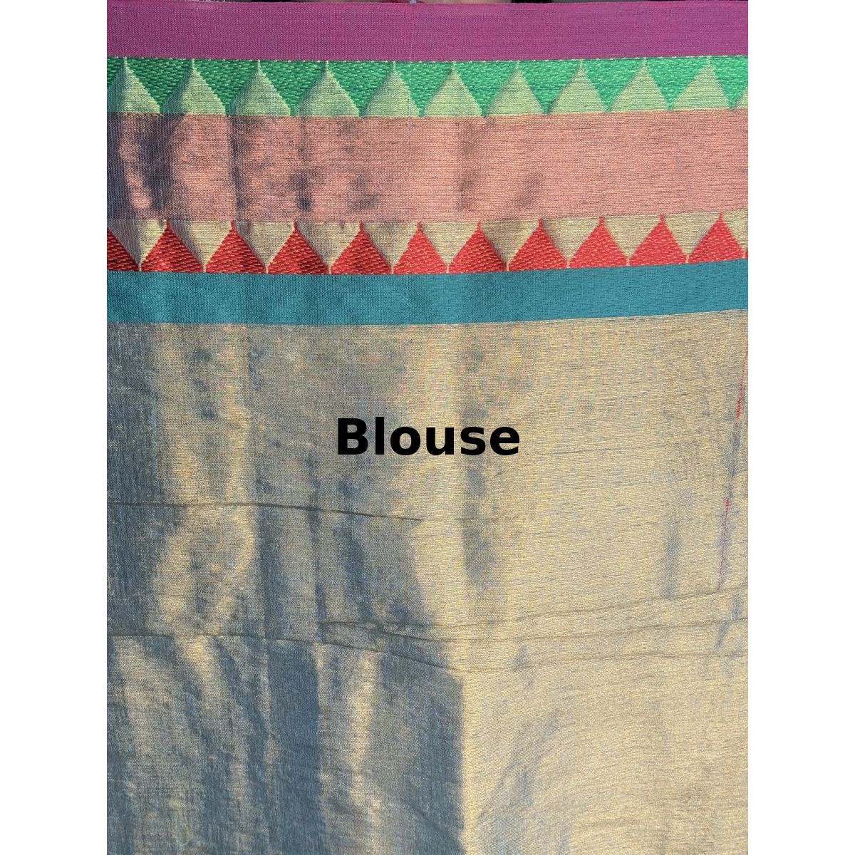 Platinum Grey Gold Soft Tissue Jacquard Saree with Multicolor Temple Border