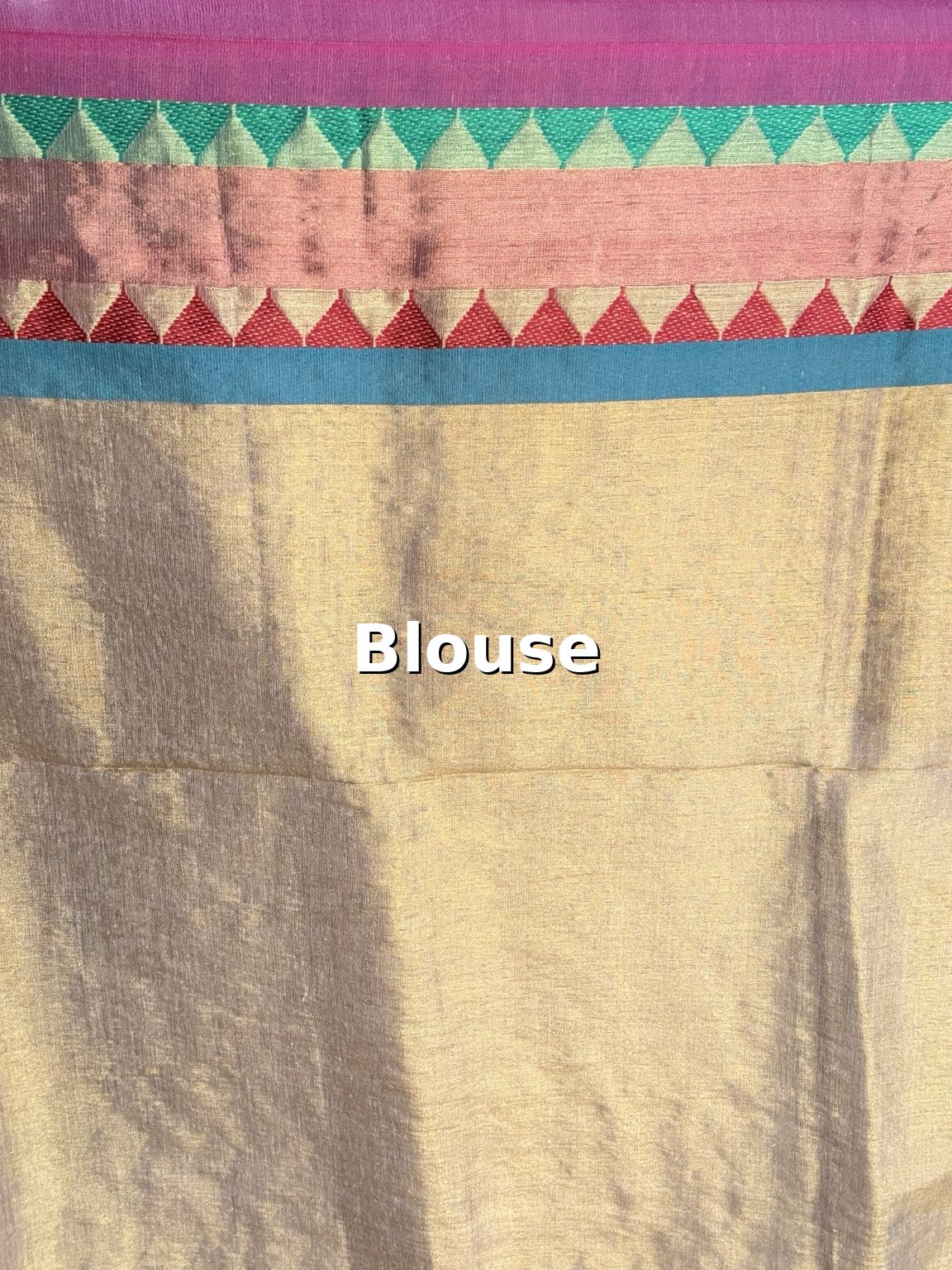 Beige Gold Soft Tissue Jacquard Saree with Multicolor Temple Border