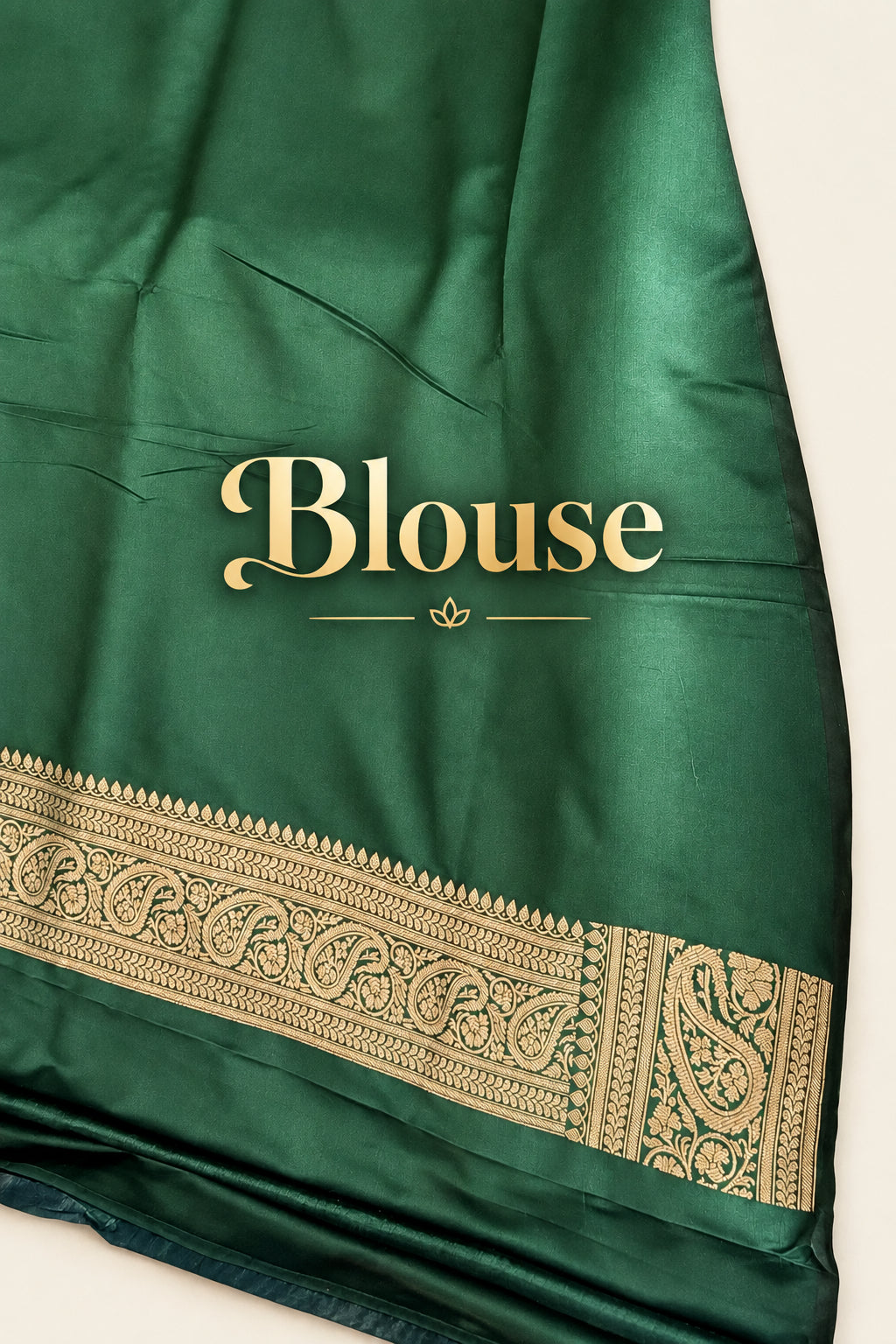 Emerald Green Plain Blouse Piece