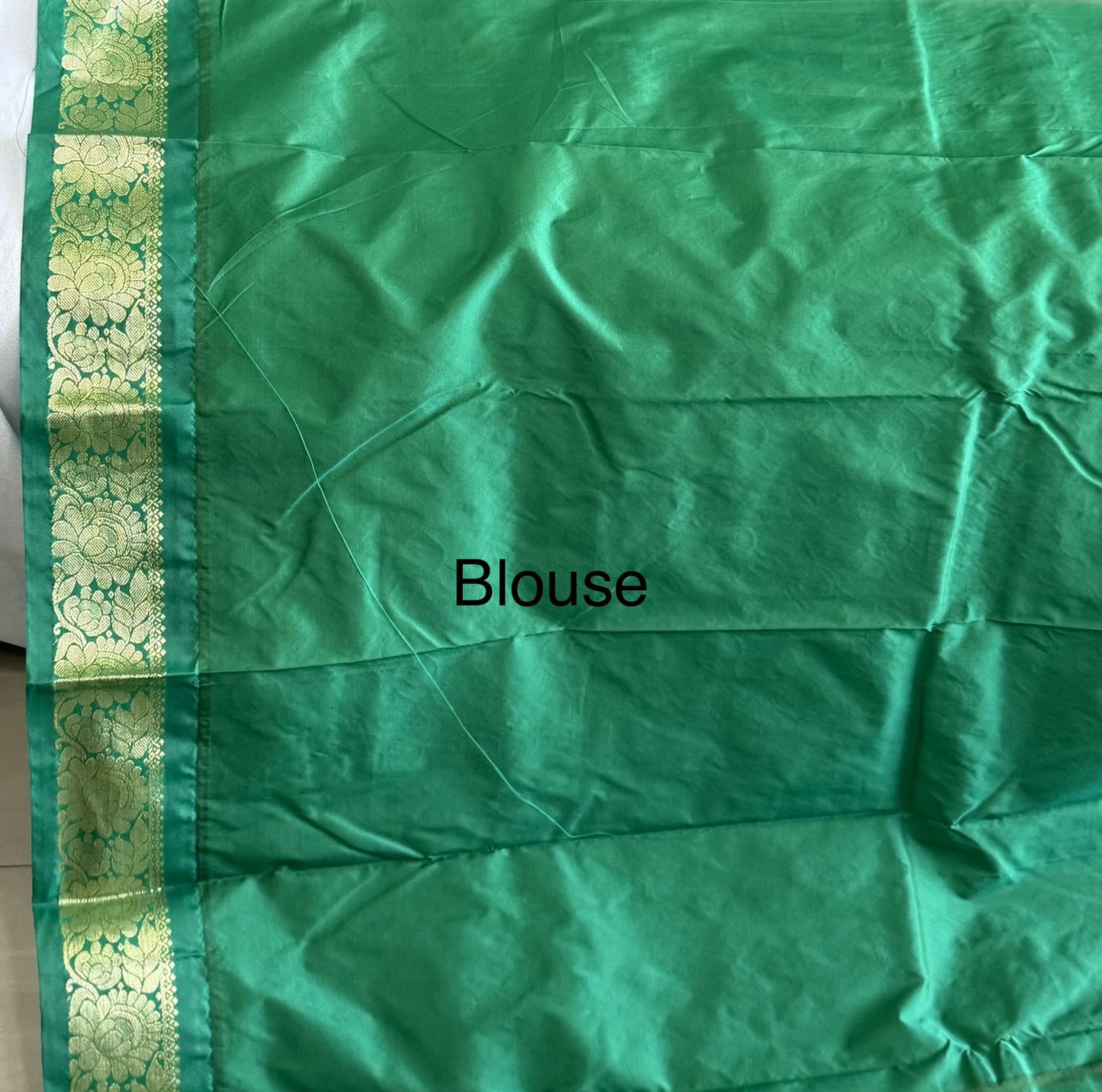 Emerald Green Plain Blouse with border