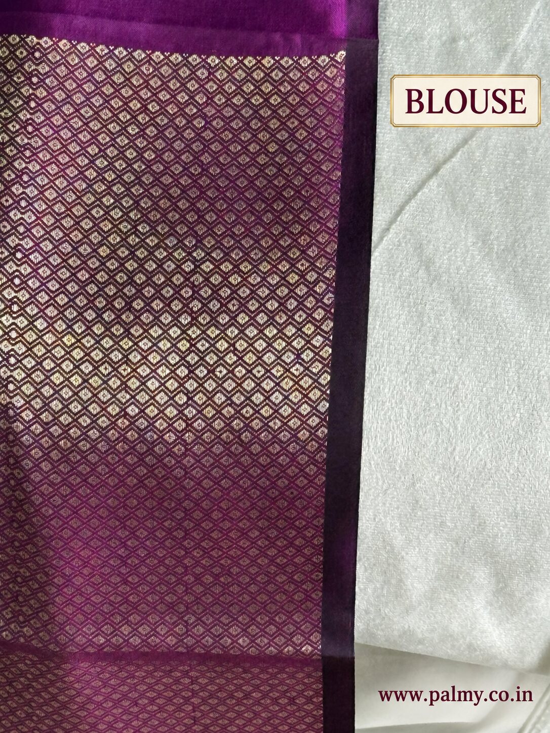 Dark Magenta Plain Banarasi Soft Katan Silk Saree with Light Champagne-Gold Zari Border