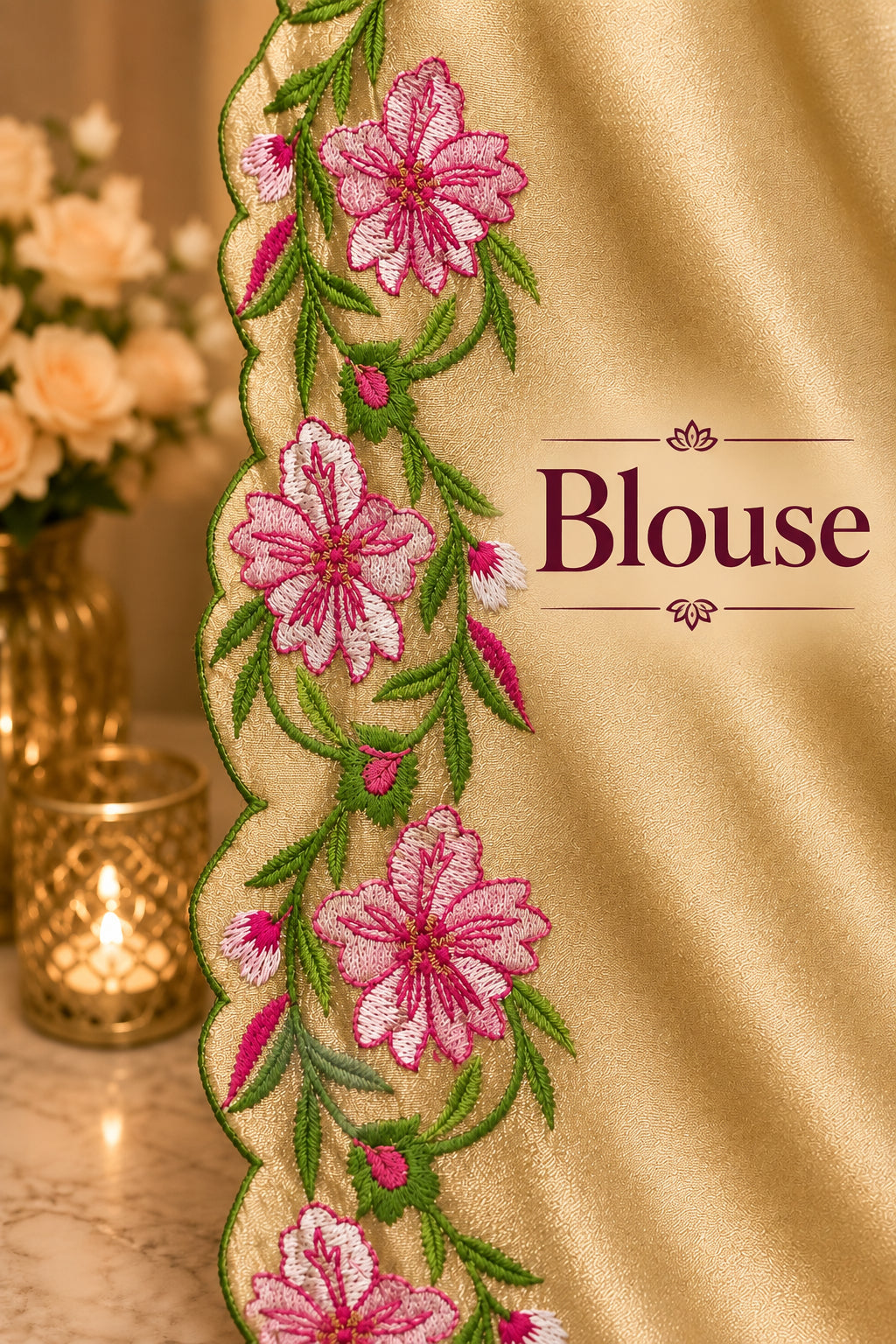 Olive Gold Plain Tissue Blouse Piece