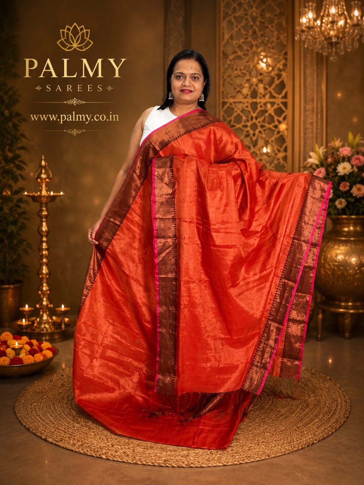 Orange Party Wear Saree