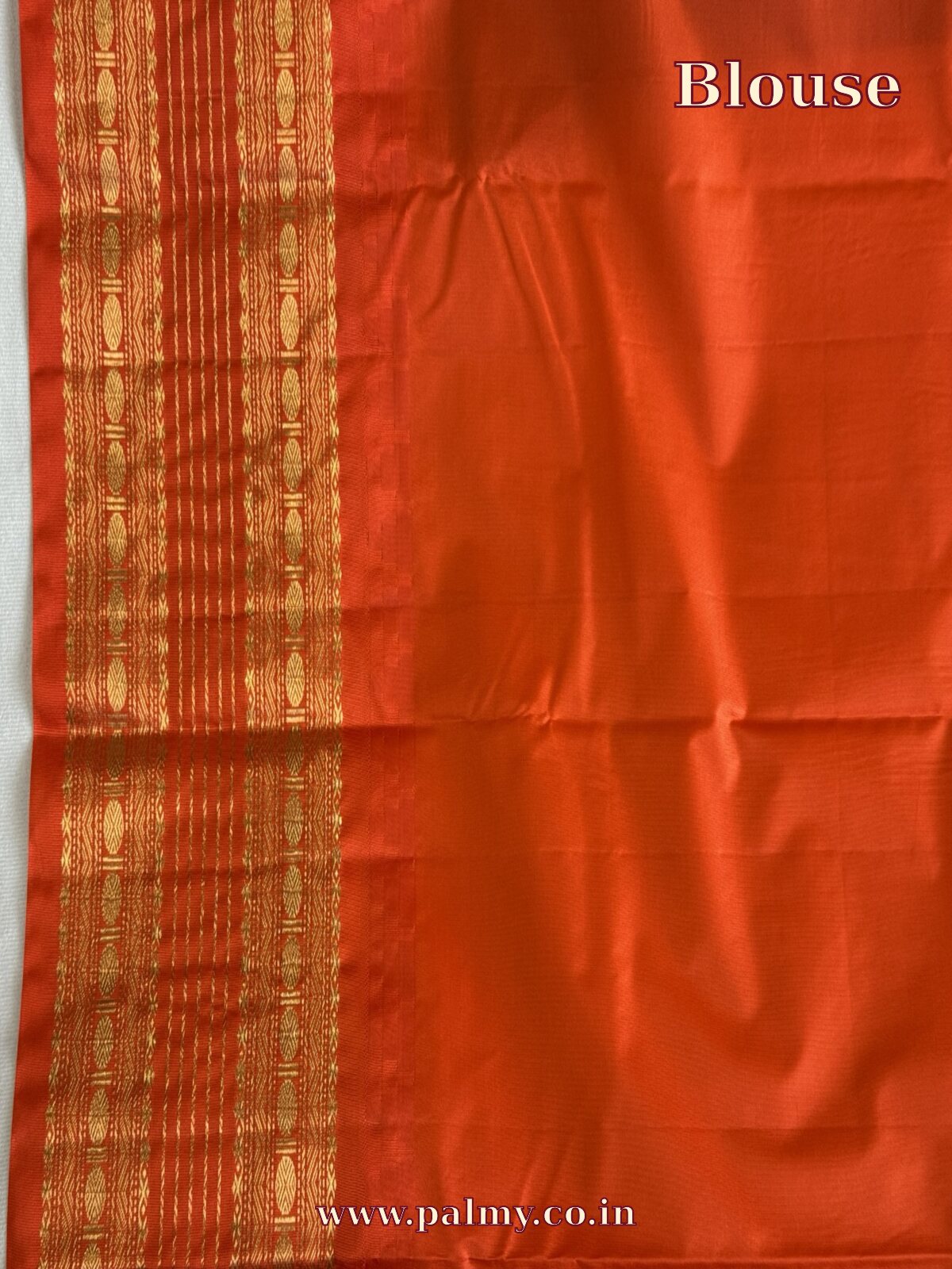 Red Orange Plain Blouse with Border 1