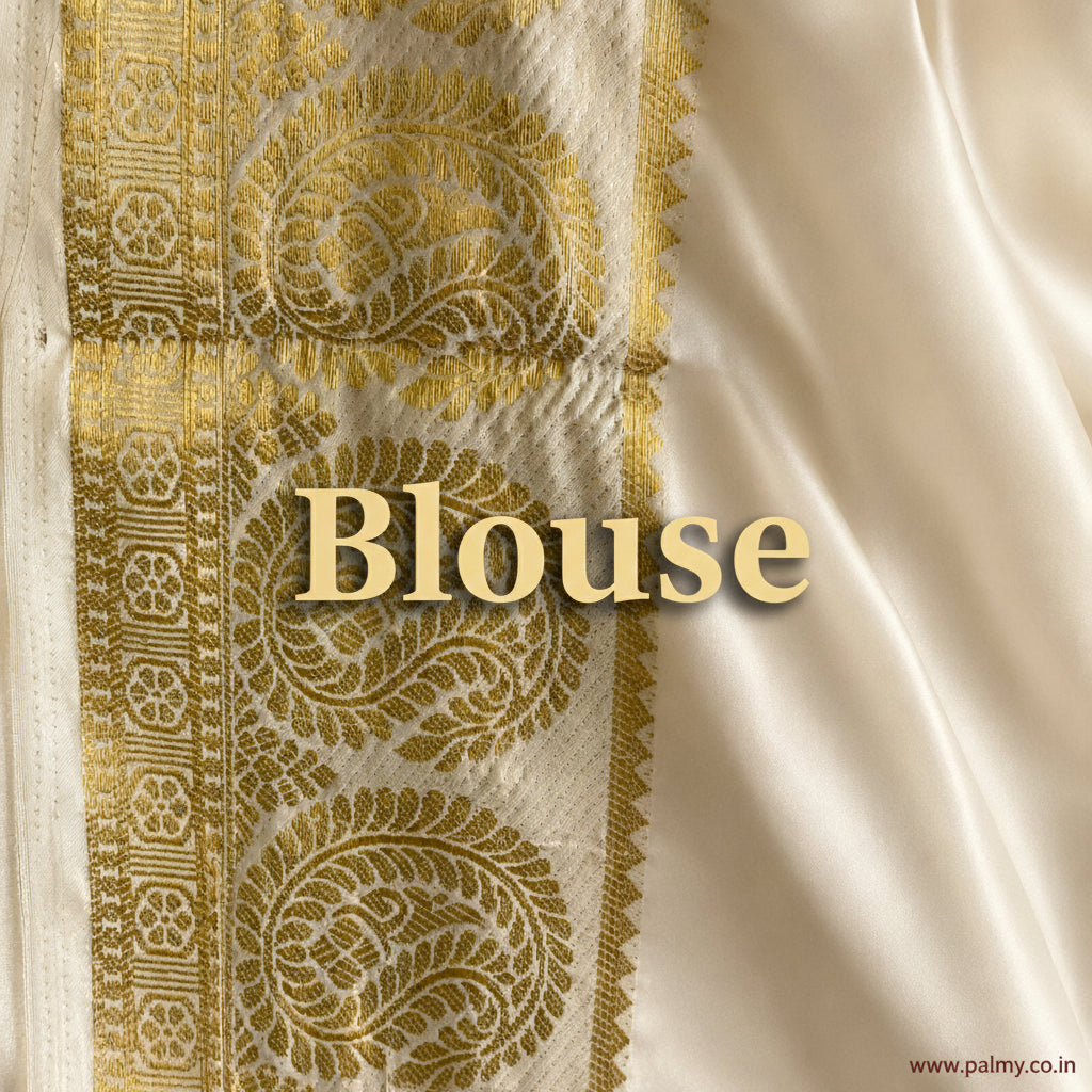White Plain Blouse with Golden Border