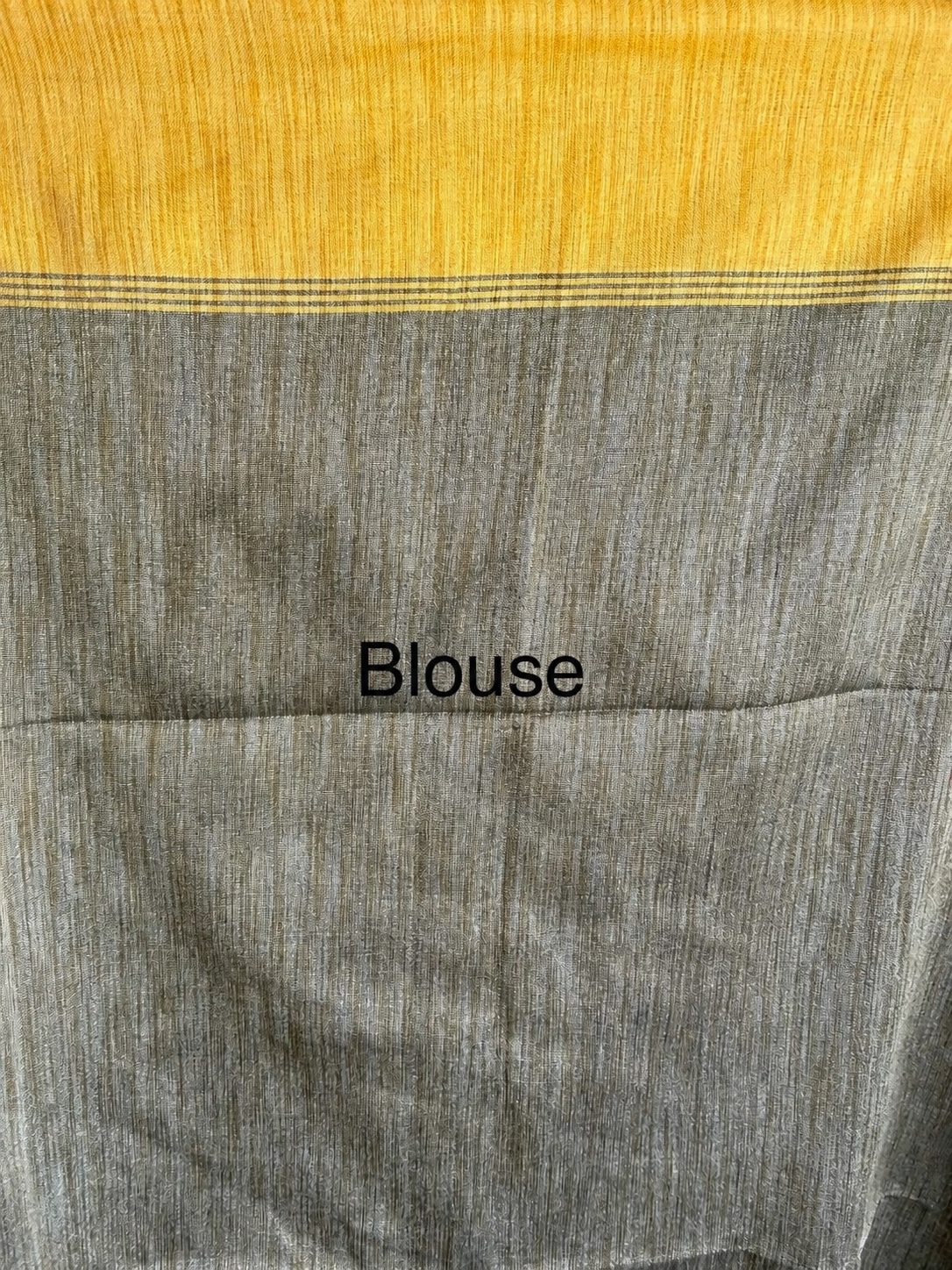 Olive Grey Soft Tussar Silk Plain Saree with Mustard Yellow Border & Rich Pallu