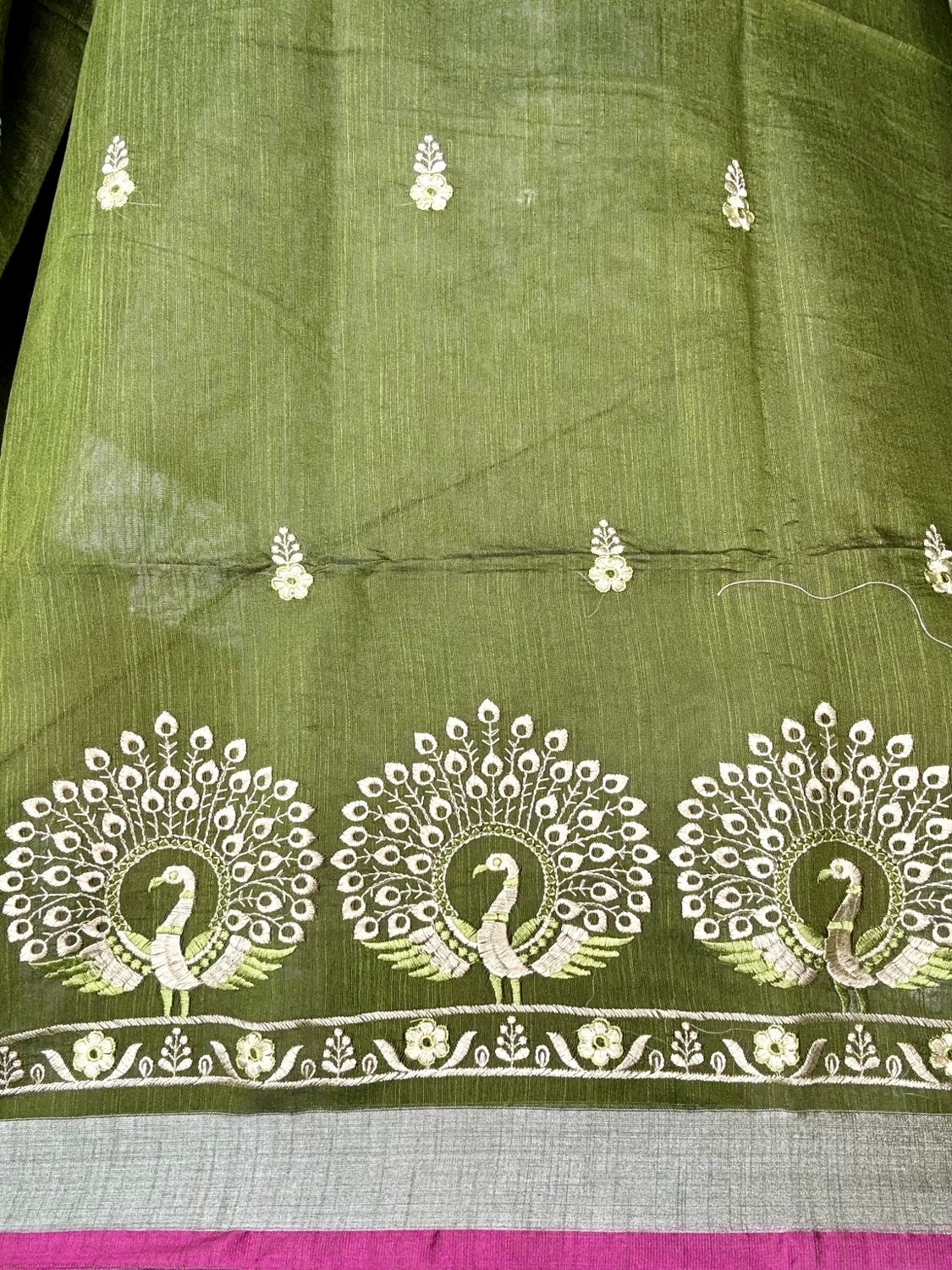 peacock embroidery saree