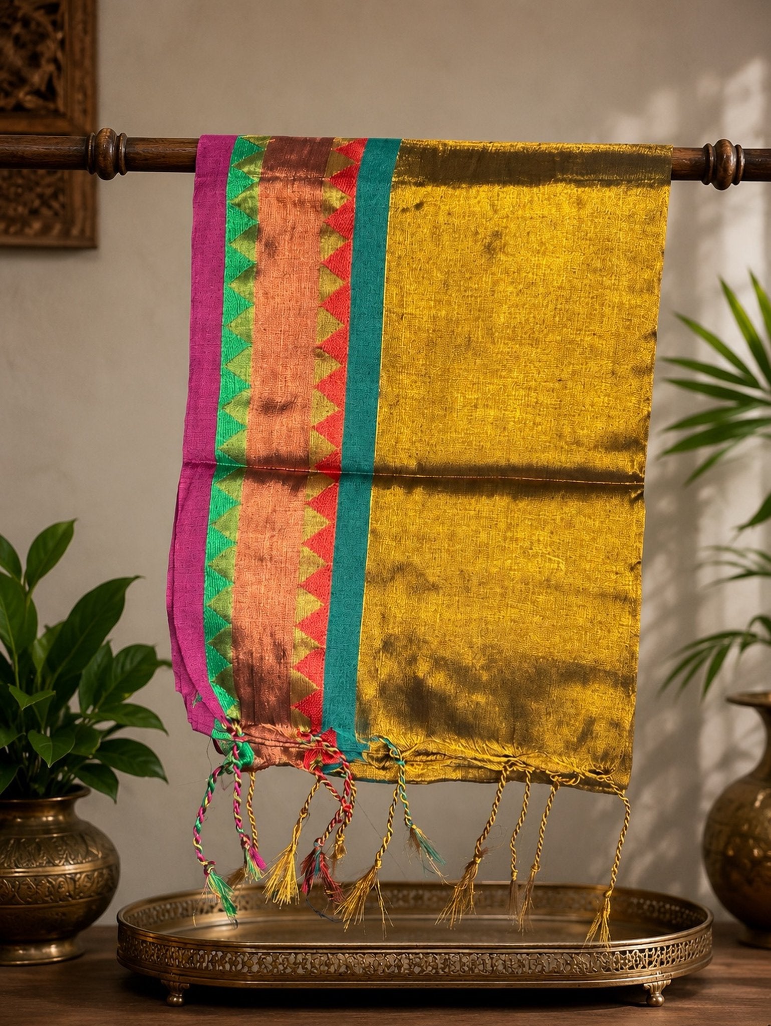 Antique Gold Soft Tissue Jacquard  Saree