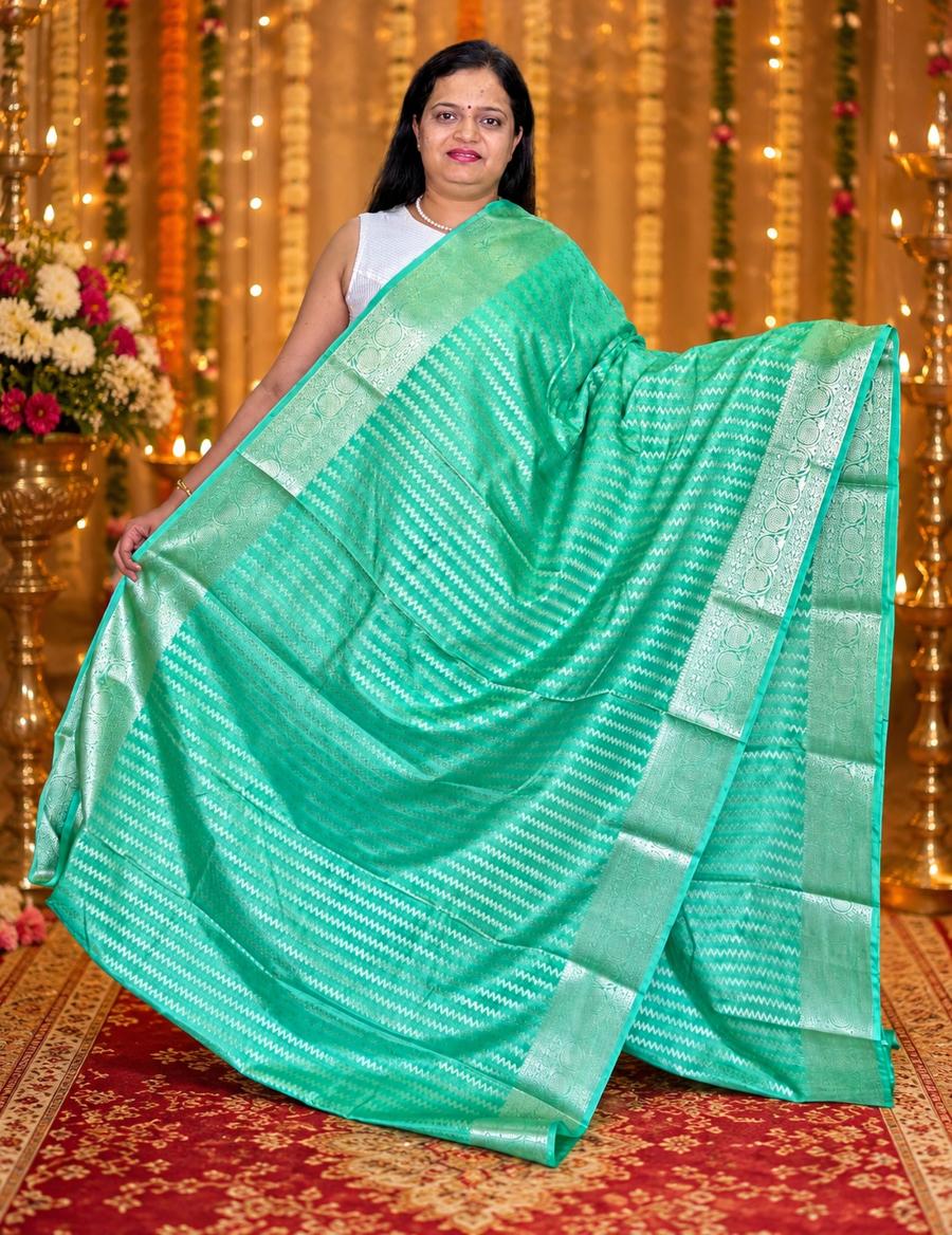 Aqua Green Banarasi Fancy Saree 