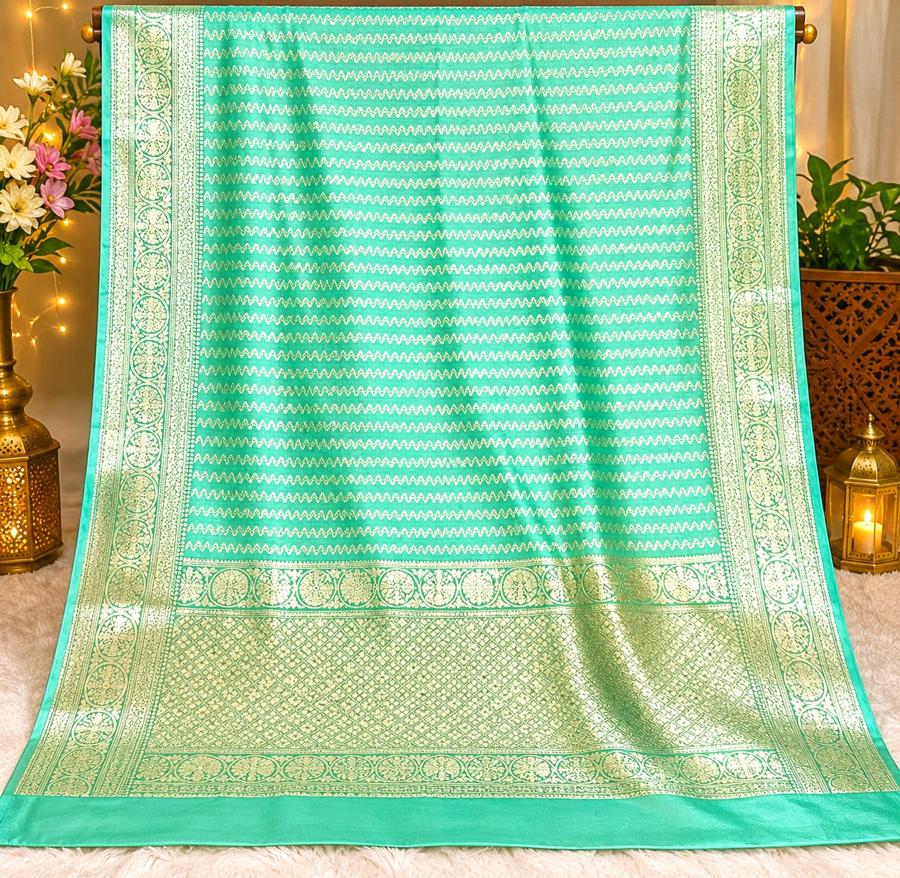 Aqua Green Banarasi Saree 