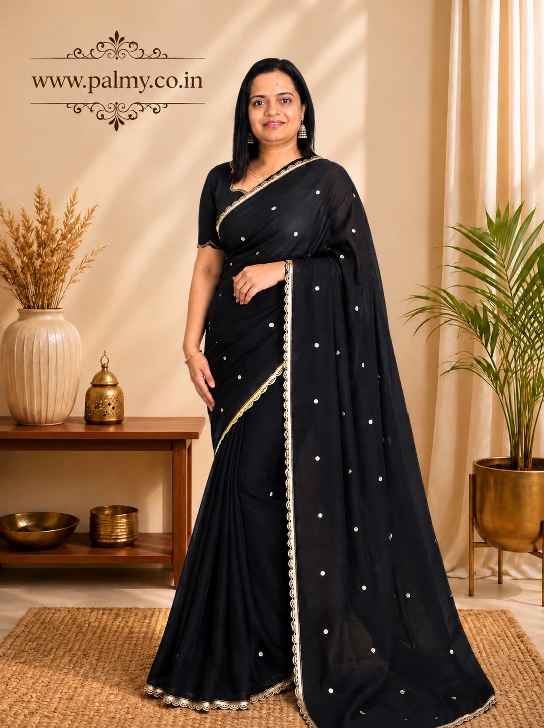 Black Rangoli Silk Party Wear Saree with Sequin Work