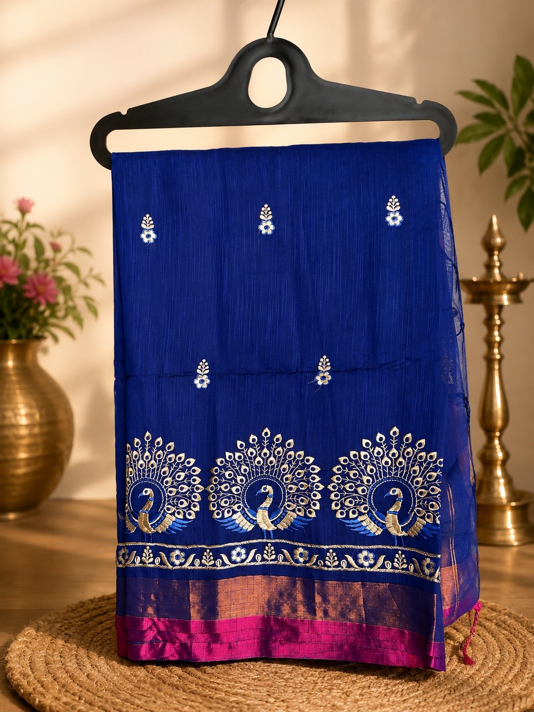 Blue Embroidered Saree