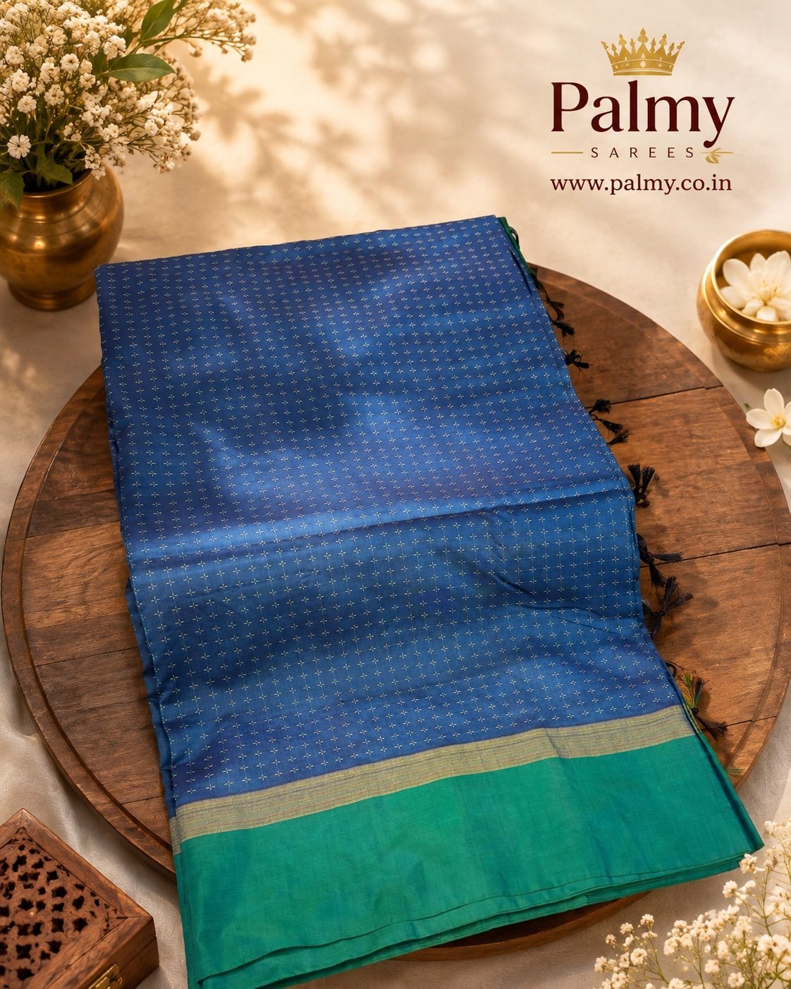 Blue Traditional Puja Saree