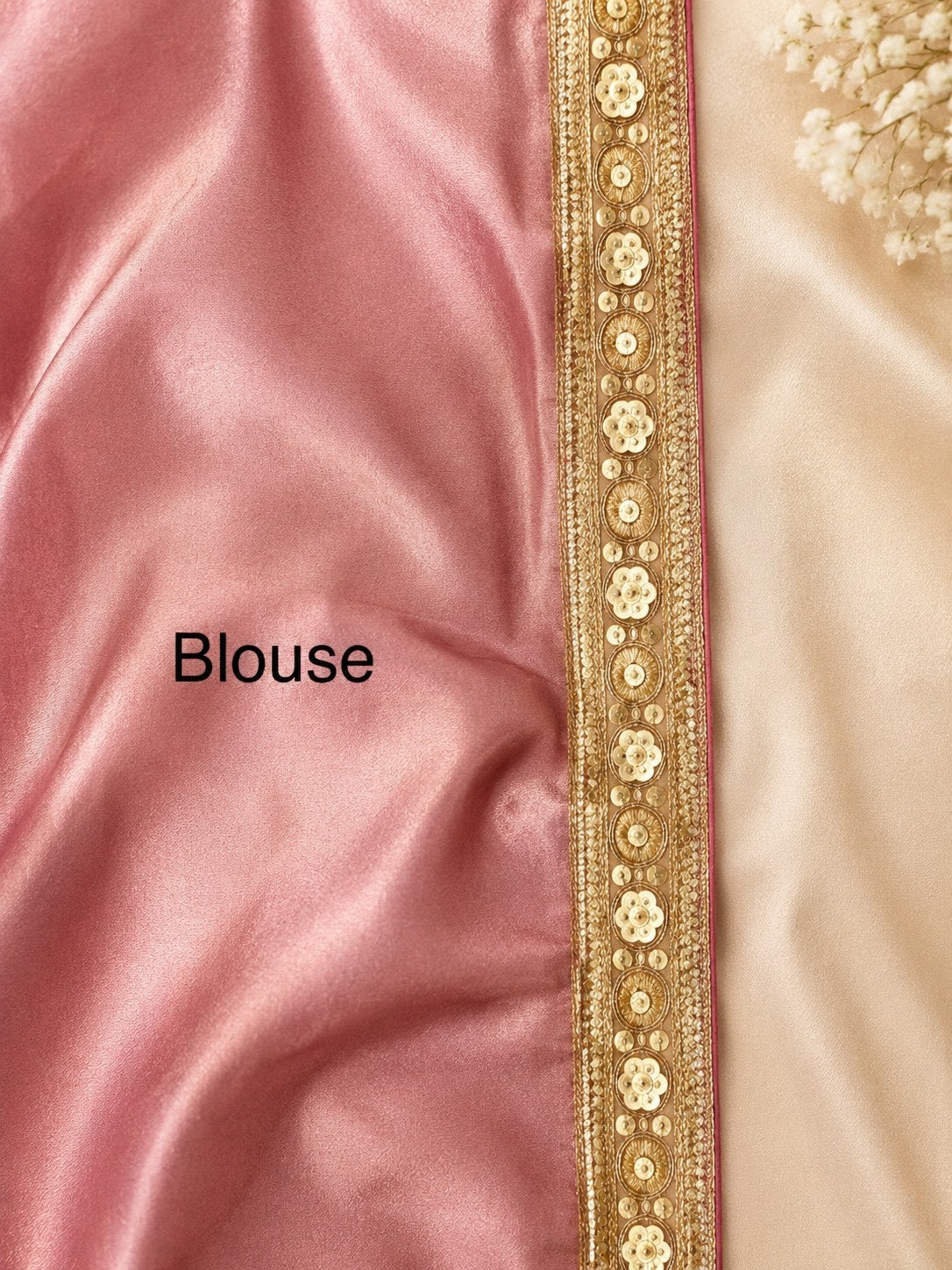 Blush Pink Dual Tone Banarasi Tissue Silk Saree with Gota Patti Lace Border