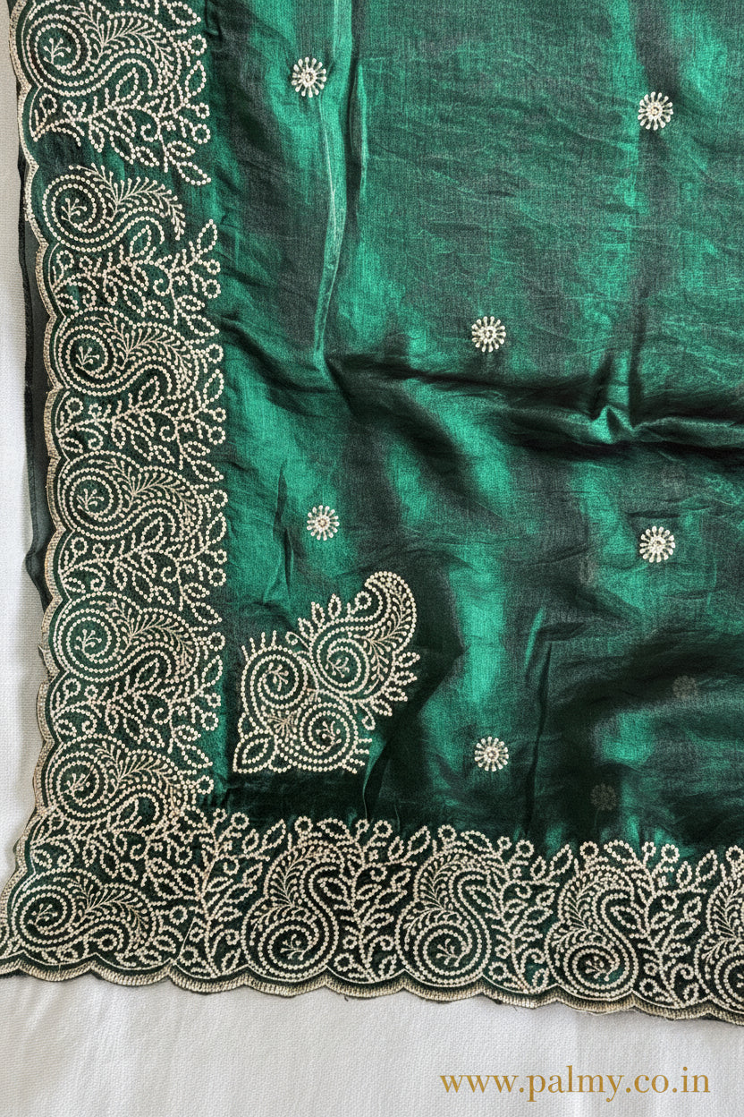 Bottle Green Party wear Saree