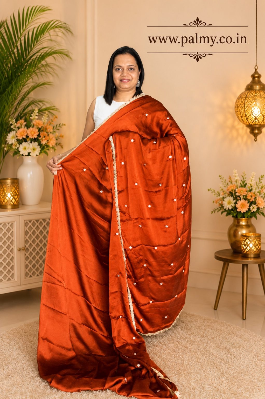 Burnt Copper festive wear saree