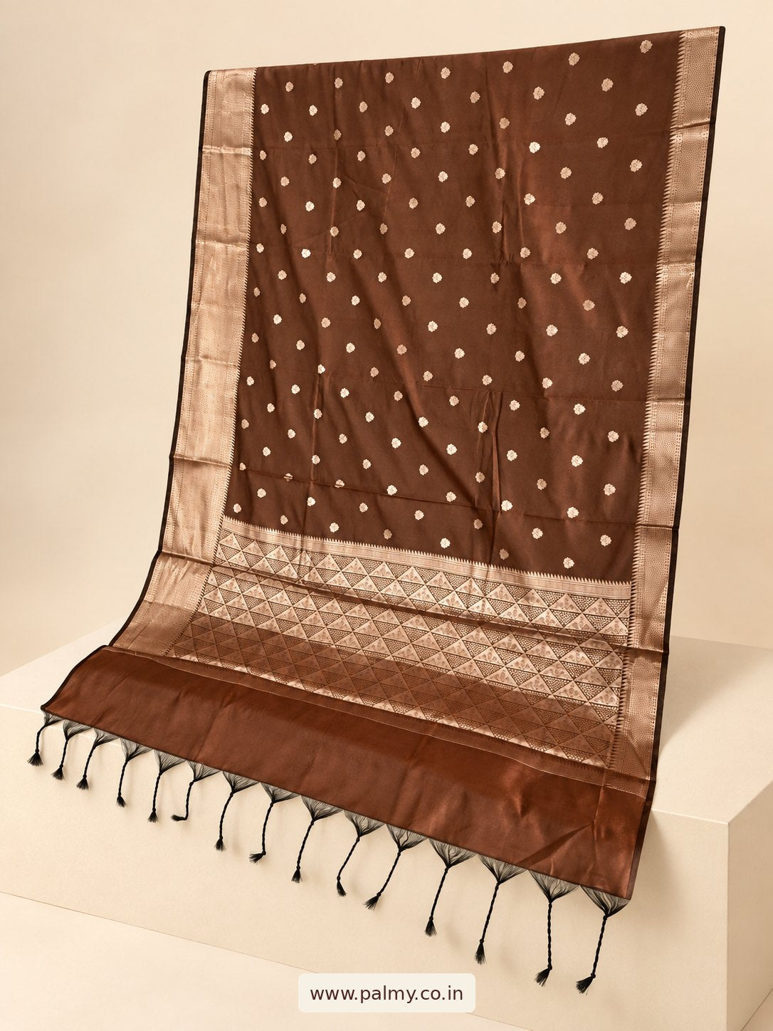 Chocolate Brown silk saree under 3000