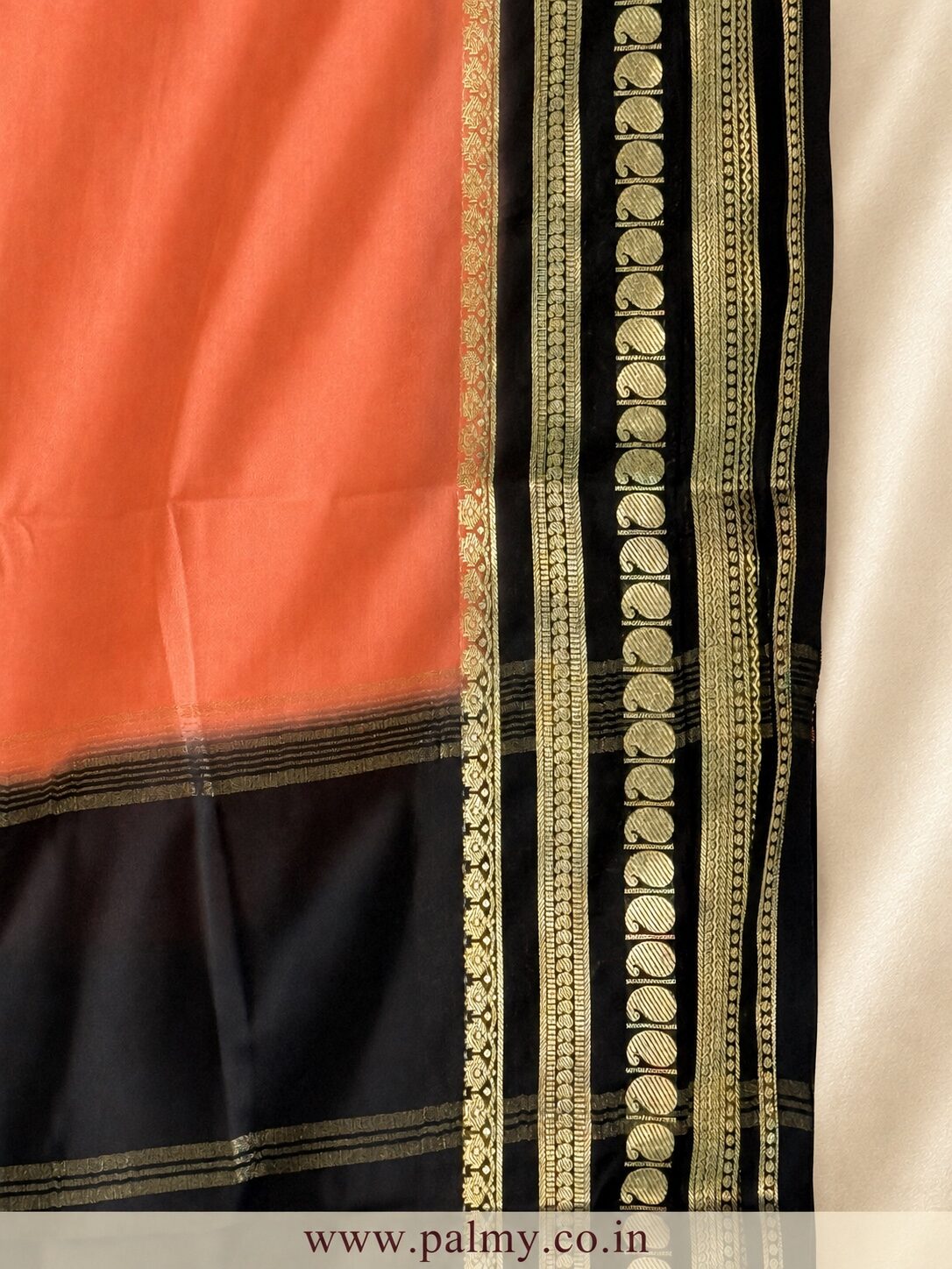 Coral Orange Traditional wedding wear Pooja Wear saree