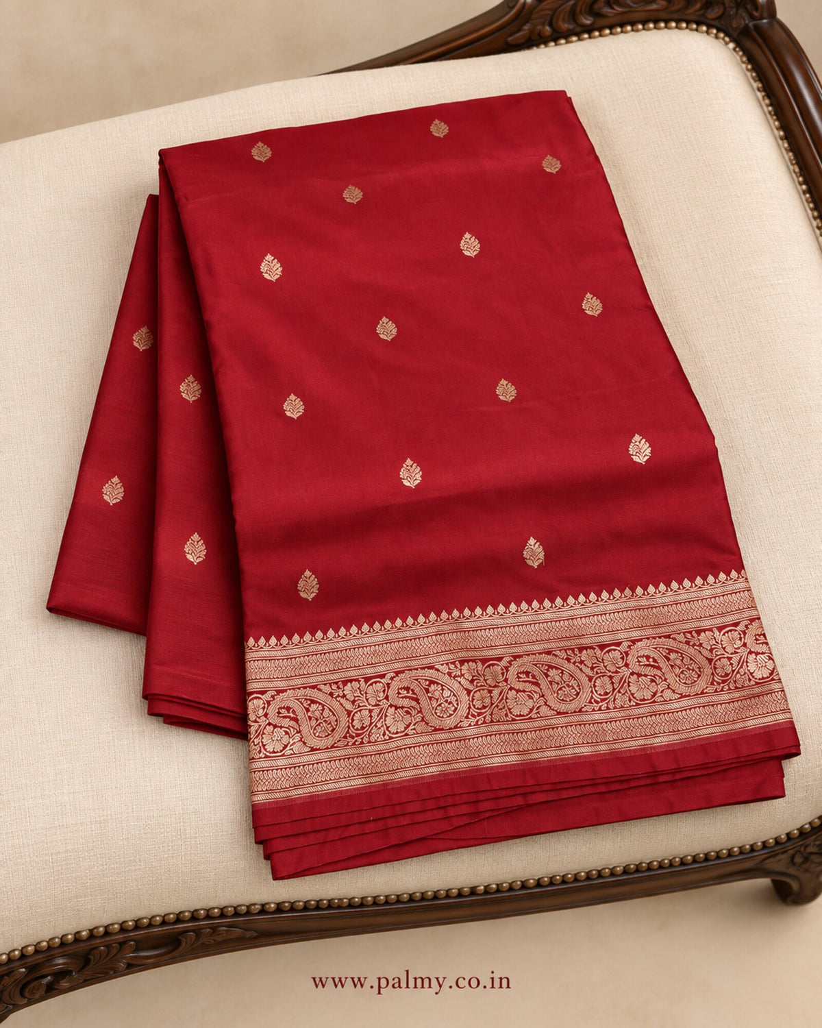 Crimson Red Wedding Wear Pooja Wear  party wear saree