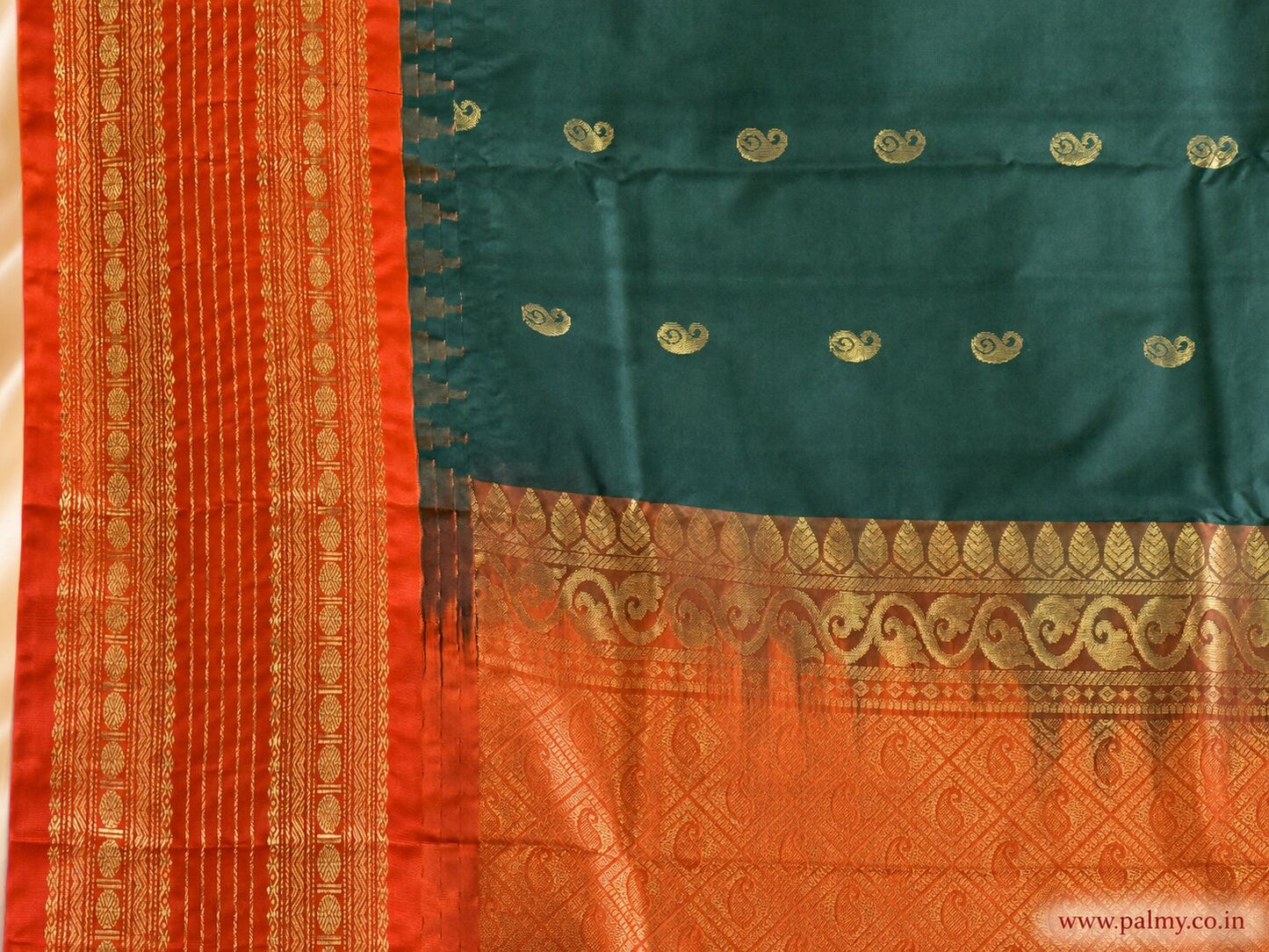 Deep Bottle Green mango booti premium saree