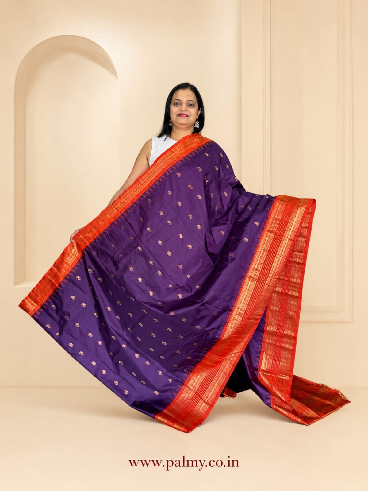 Deep Purple South Indian Traditional Wedding Saree