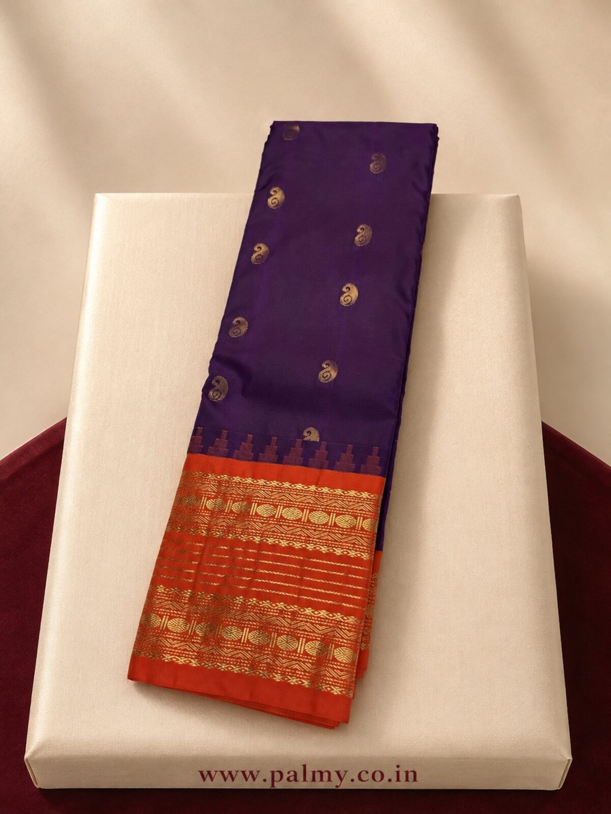 Deep Purple mango booti premium saree
