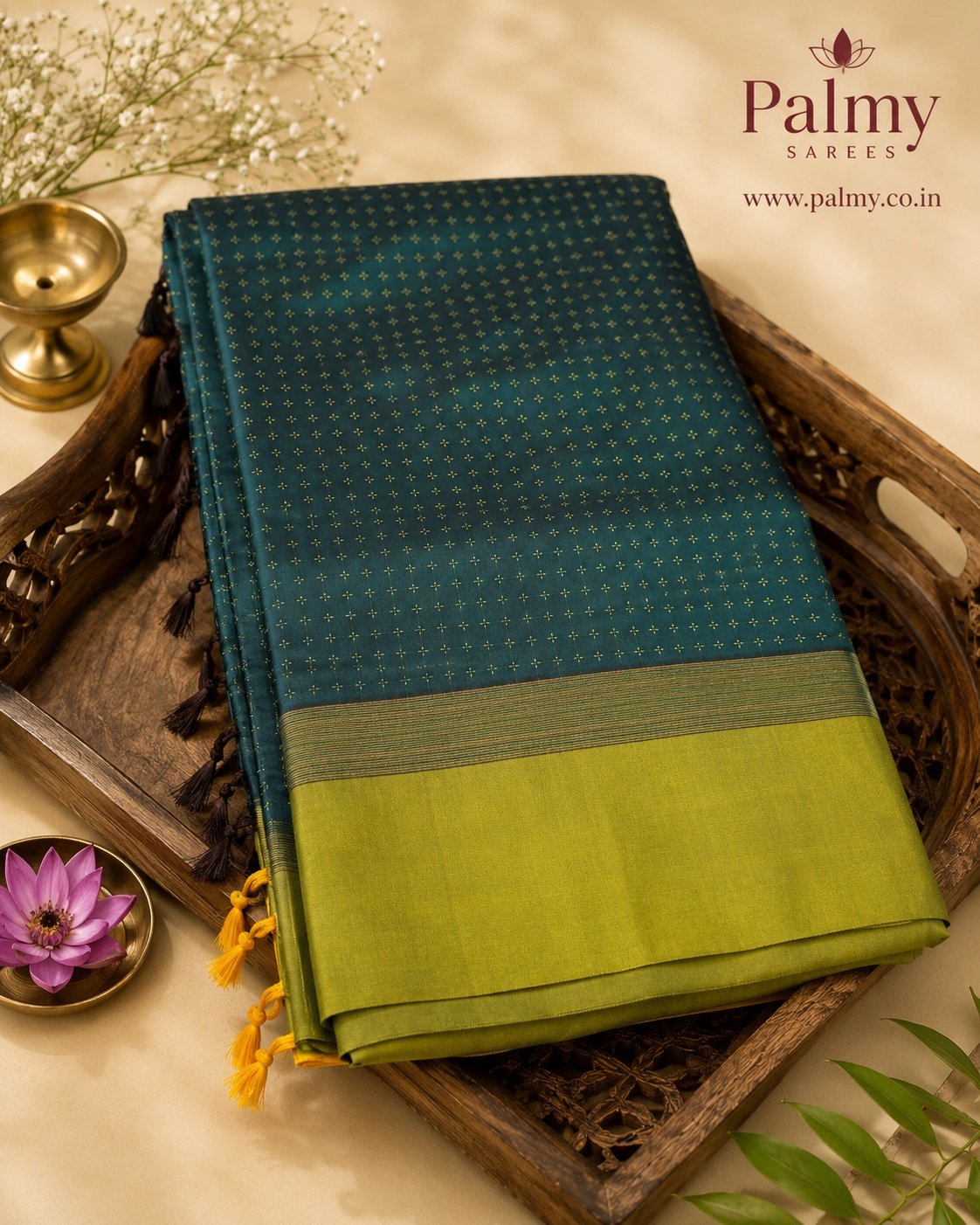 Deep Sea Green Pooja Function Saree