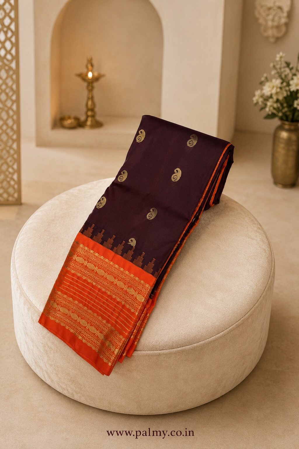 Deep Wine Maroon mango booti premium saree