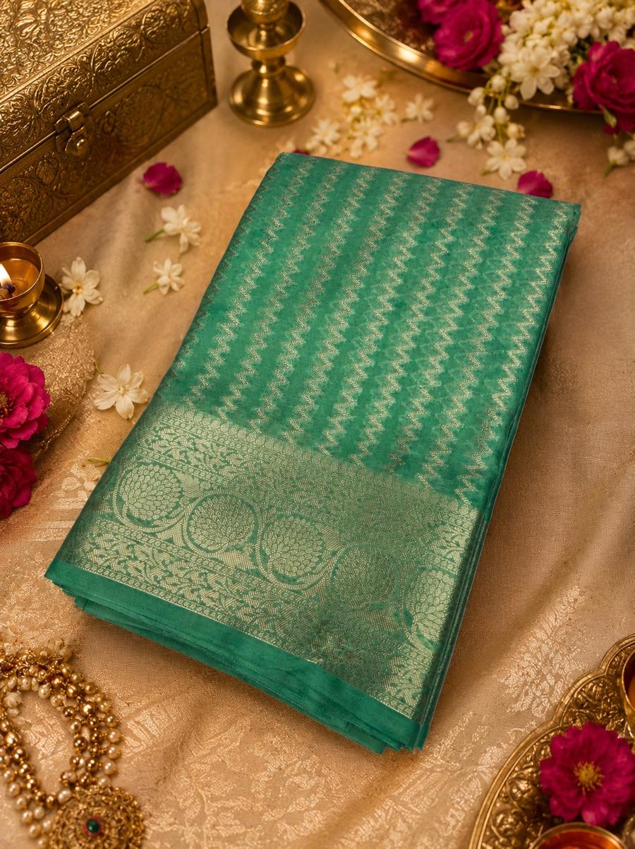 Designer Aqua Green Silk Saree