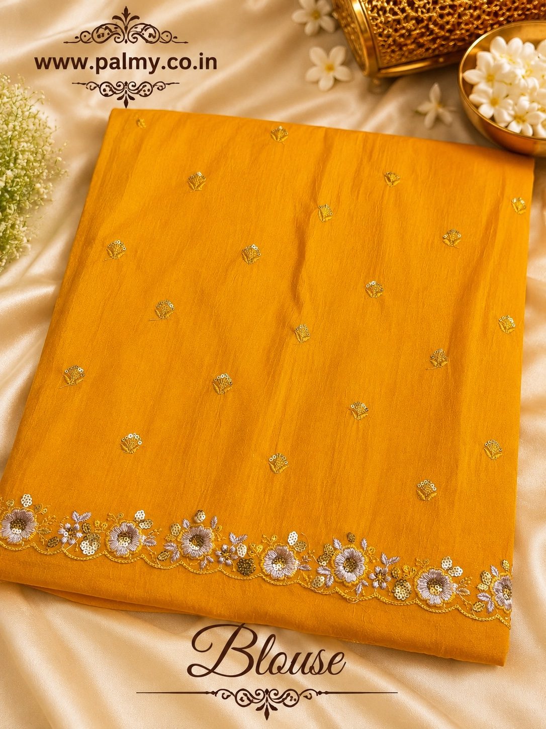 Designer Yellow Blouse Saree