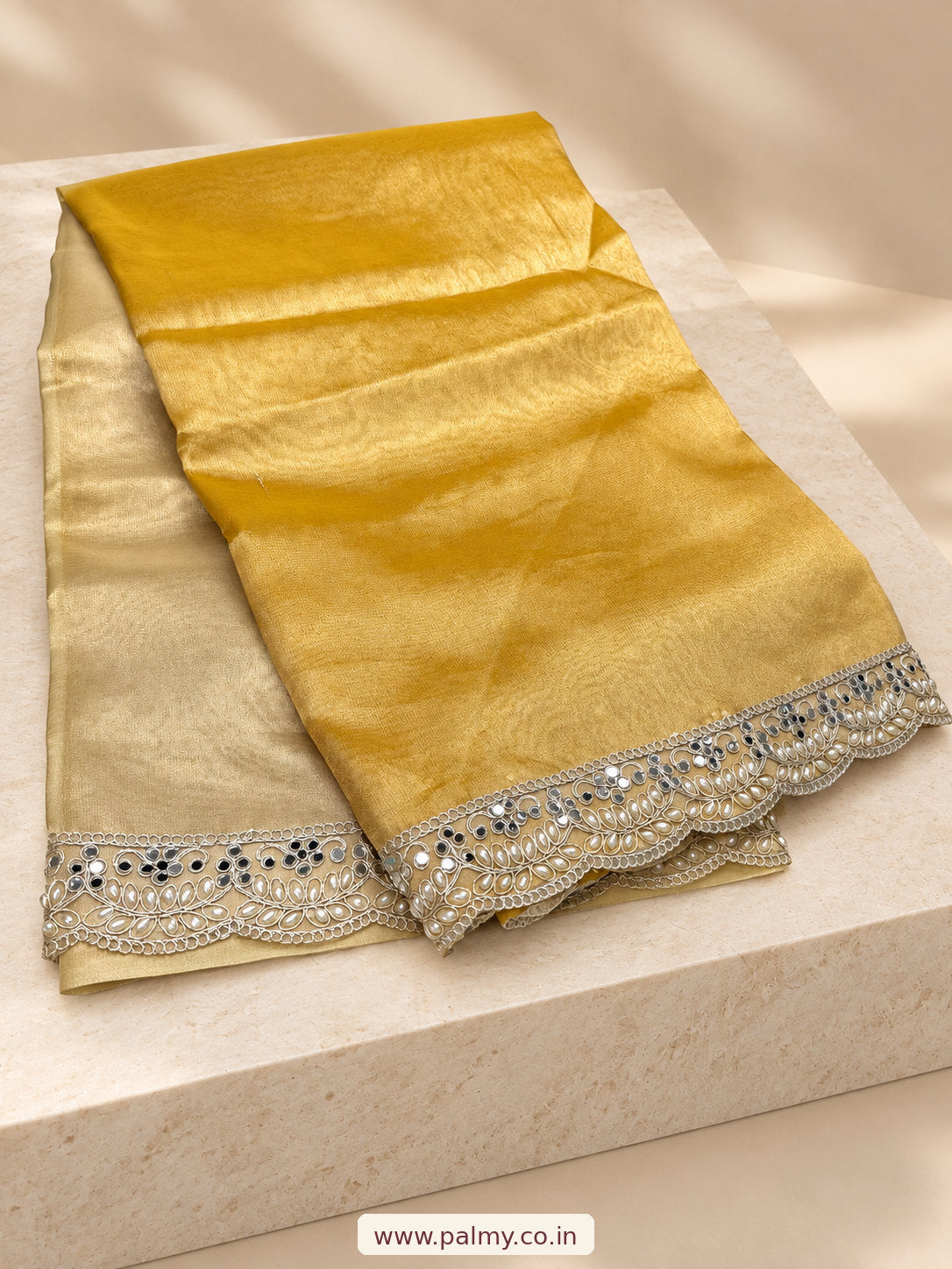 Dual Shade Gold Wedding Wear party wear saree
