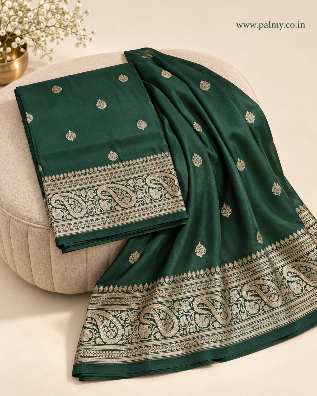 Emerald Green Wedding Wear party wear saree
