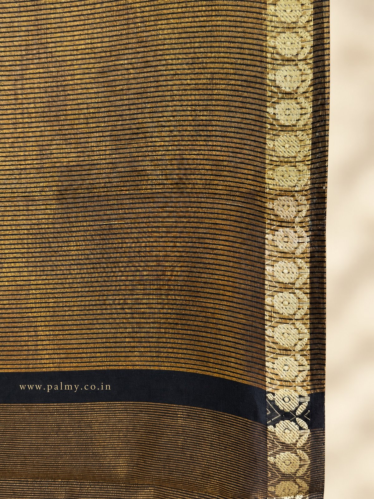 Gold and Black Stripes silk saree under 3000