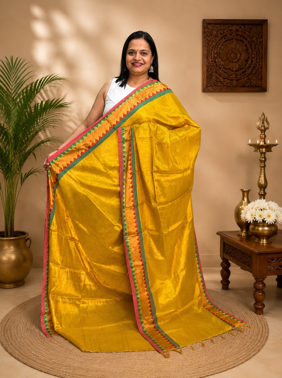 Golden Mustard Tissue Haldi Functional Saree