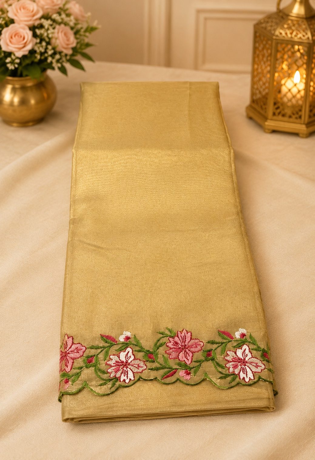 Golden Tissue Silk Wedding Wear Saree