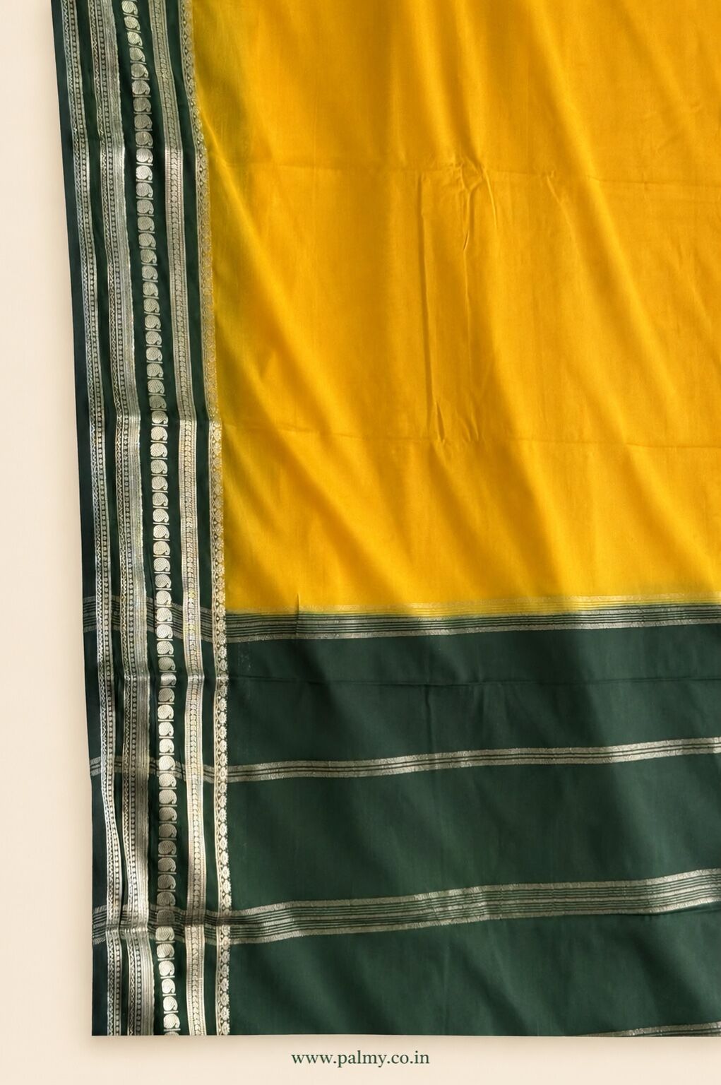 Golden Yellow Traditional wedding wear Pooja Wear saree
