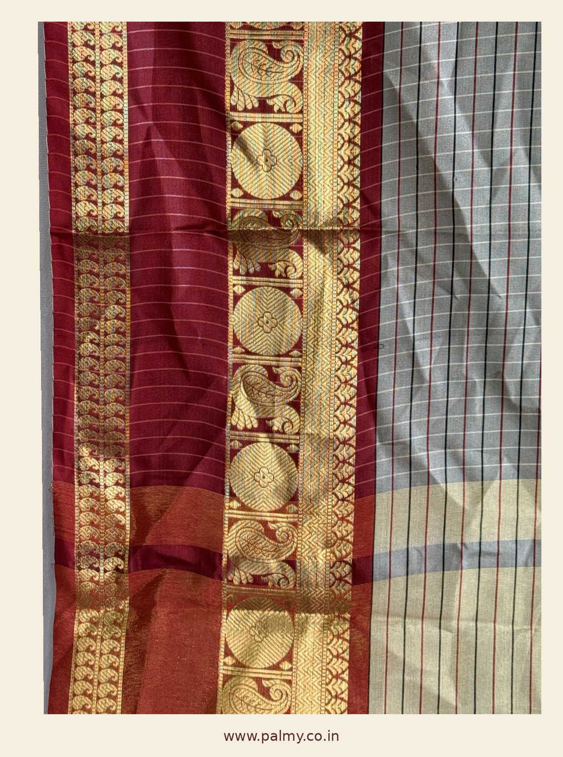 Grey Checks Soft silk saree under 3000