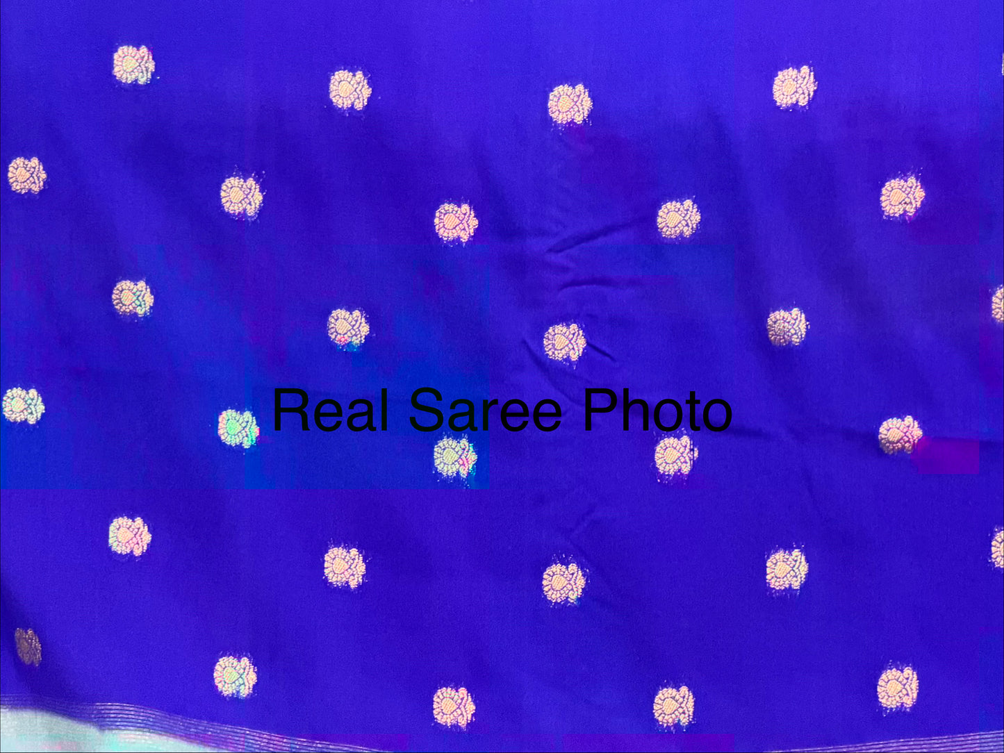 Royal Blue Mysore Silk Saree with Sea Green Zari Border