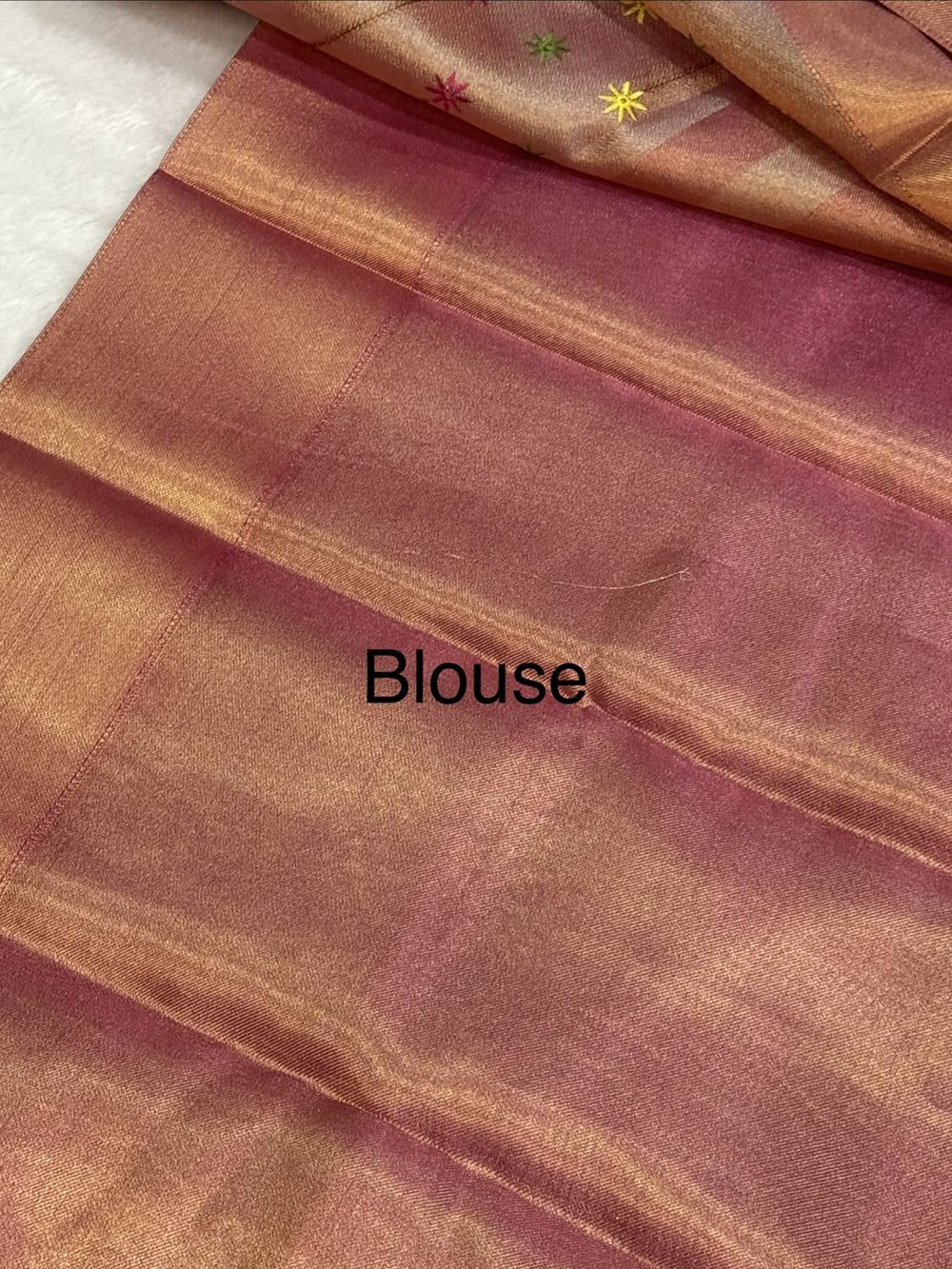 Dual Tone Pink Banarasi Tissue Tanchui Silk Saree with Embroidery Work