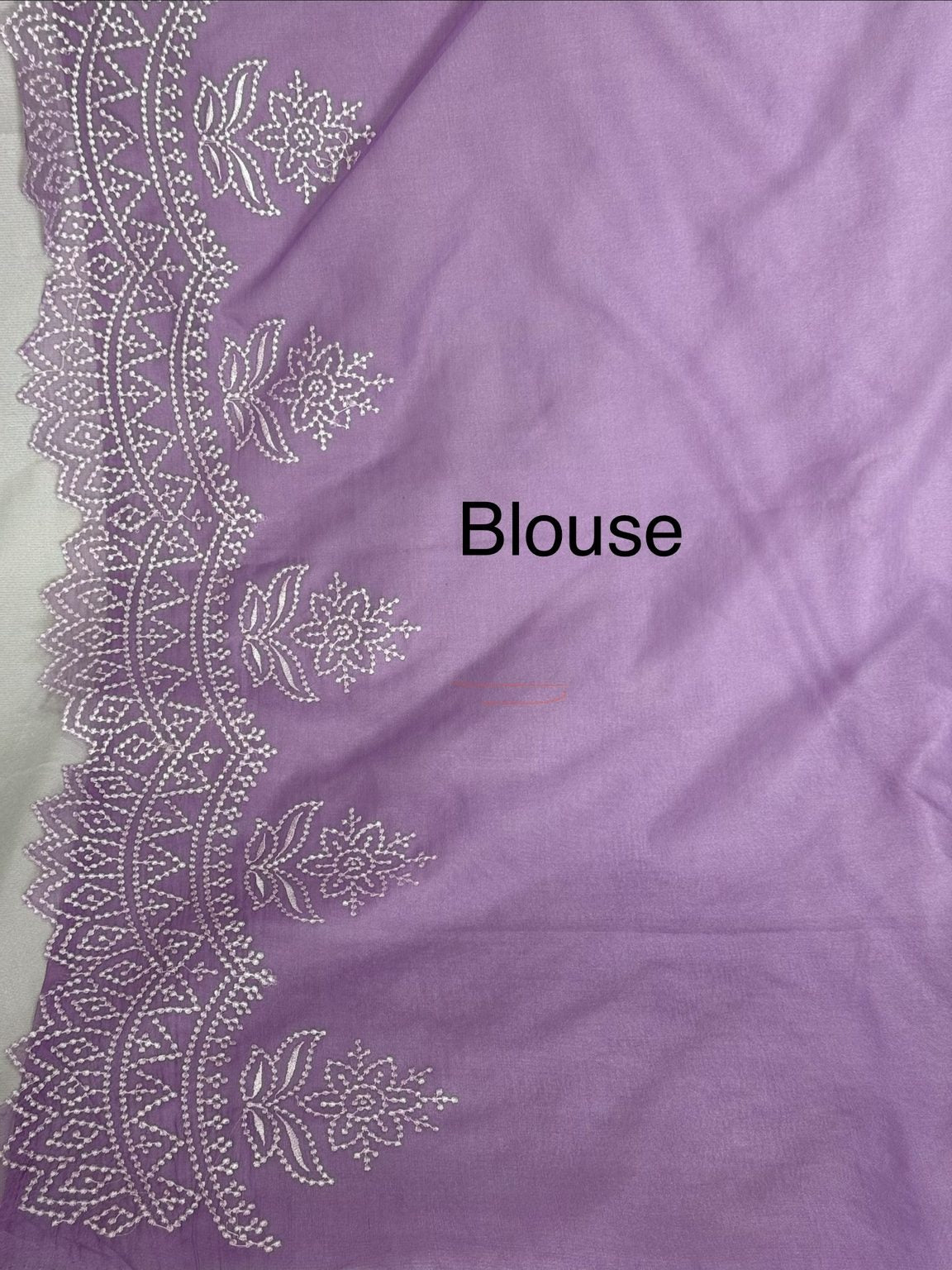 Lavender Banarasi Organza Silk Saree with Elegant Embroidery Work & Scallop Border