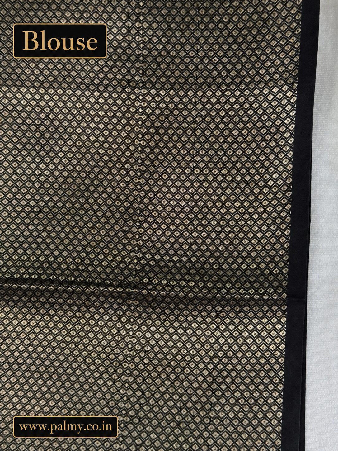 Black Plain Banarasi Soft Katan Silk Saree with Metallic Antique-Gold Zari Border