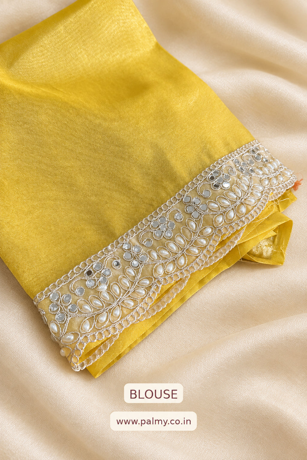 Dual Shade Gold Banarasi Tissue Silk Saree with Pearl Lace Border