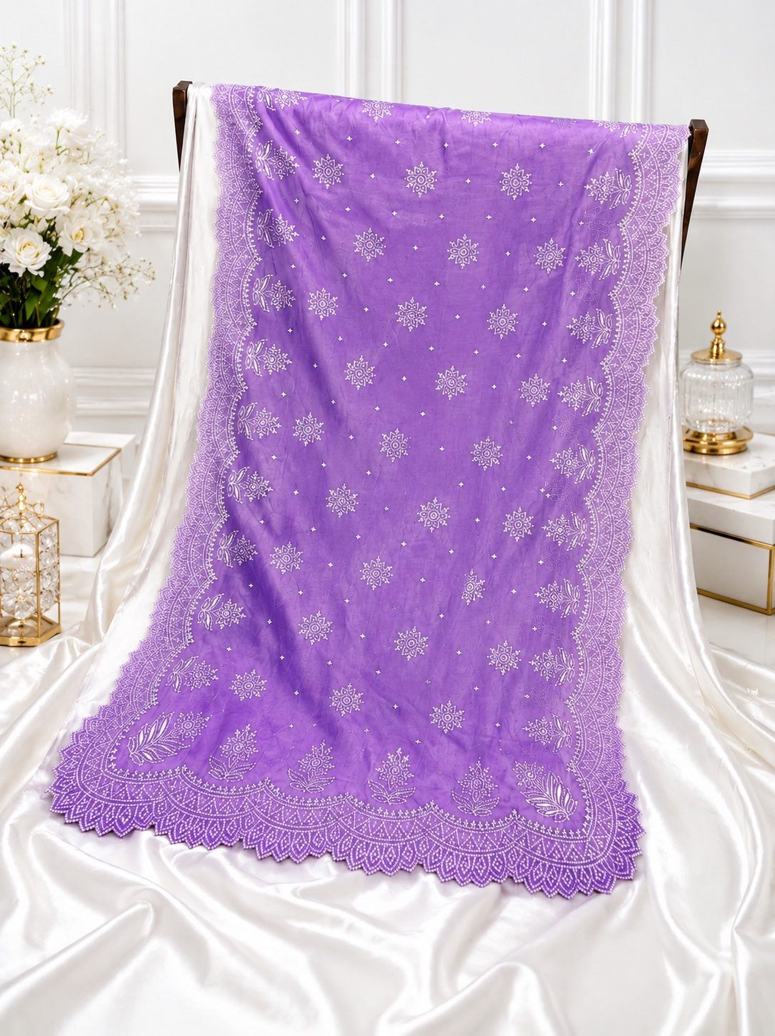 Lavender Banarasi Organza Saree