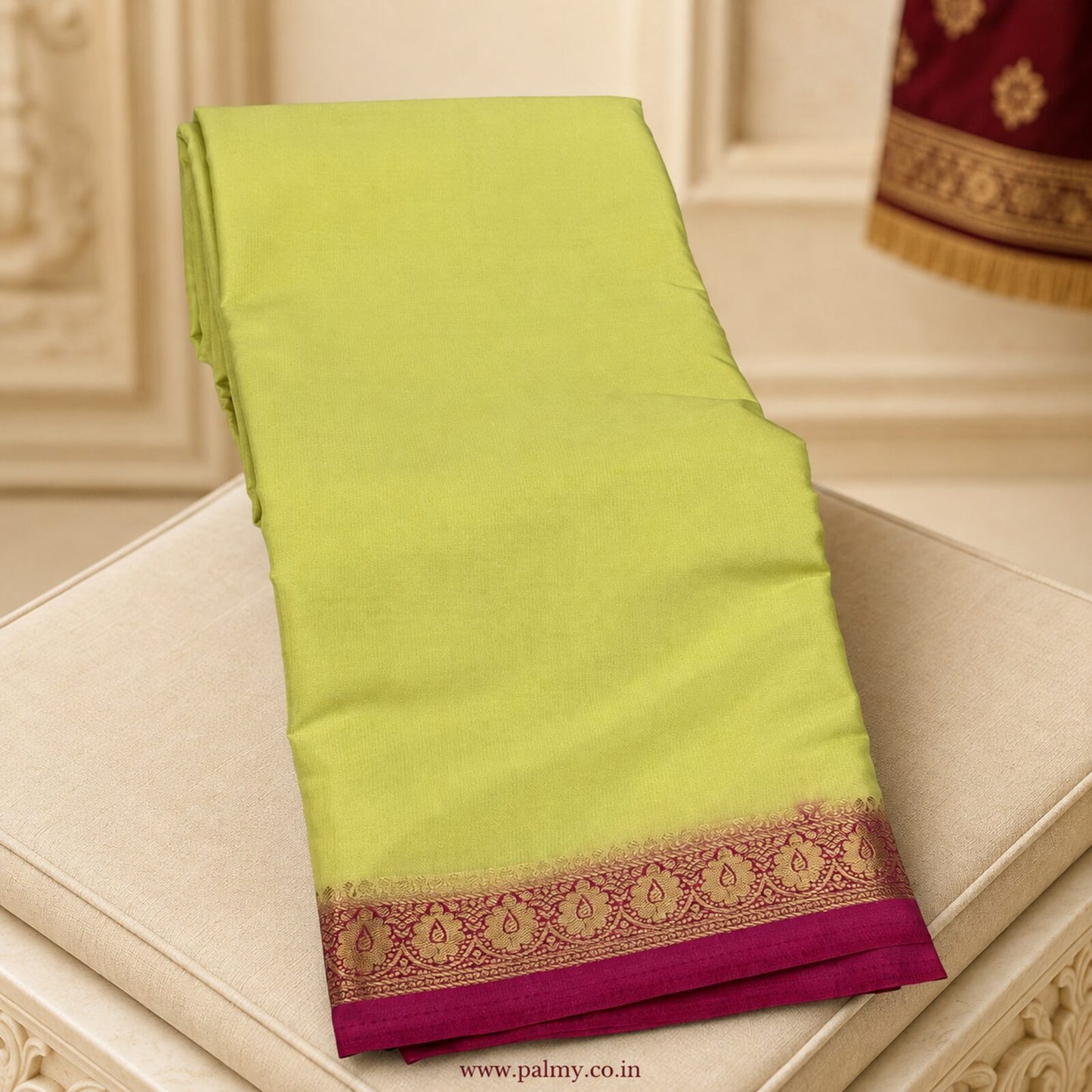 Lime Yellow festive wear Party Wear Mysore silk saree