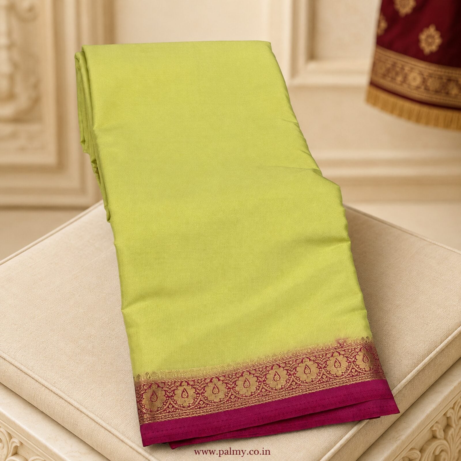Lime Yellow festive wear Party Wear Mysore silk saree