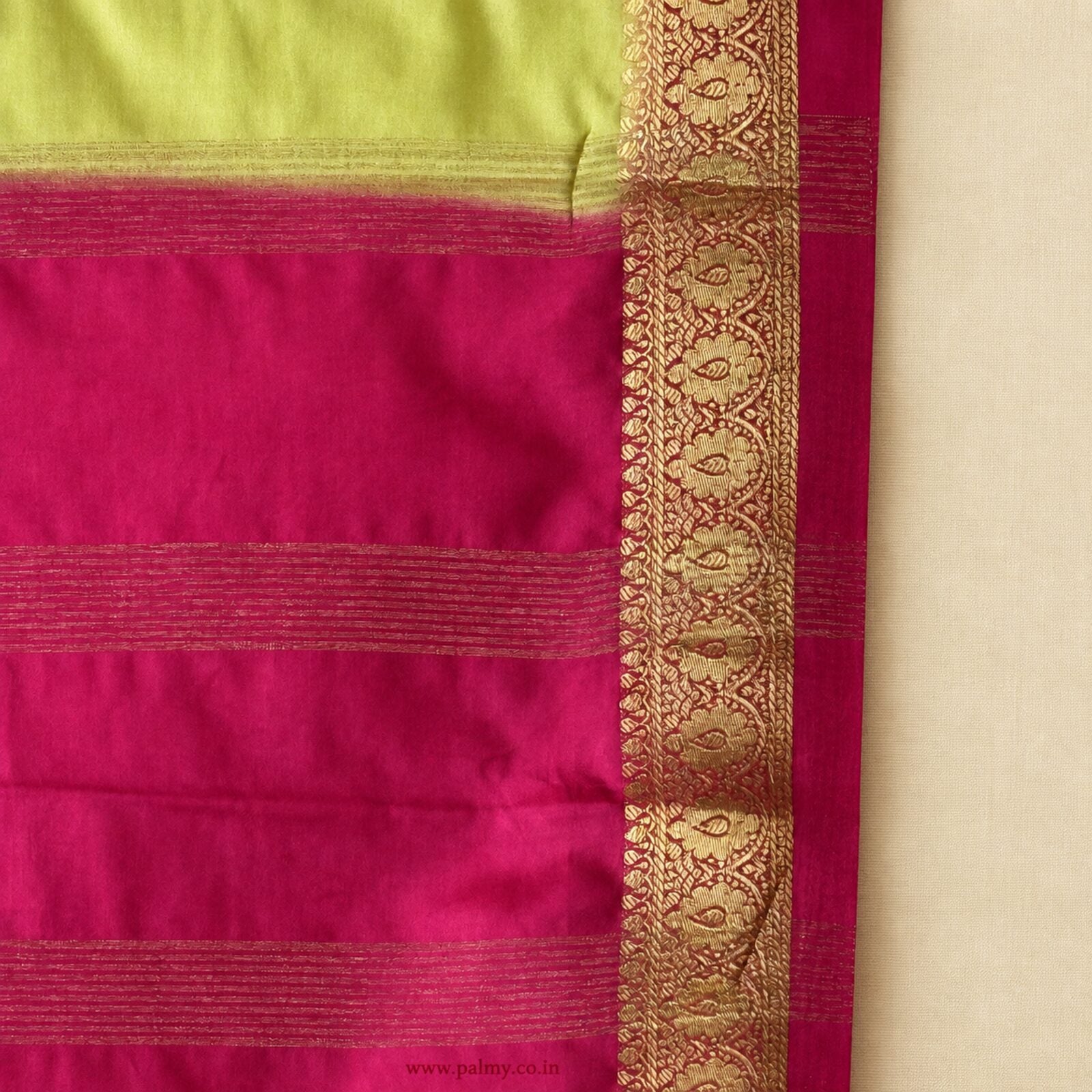 Lime Yellow wedding wear silk saree online