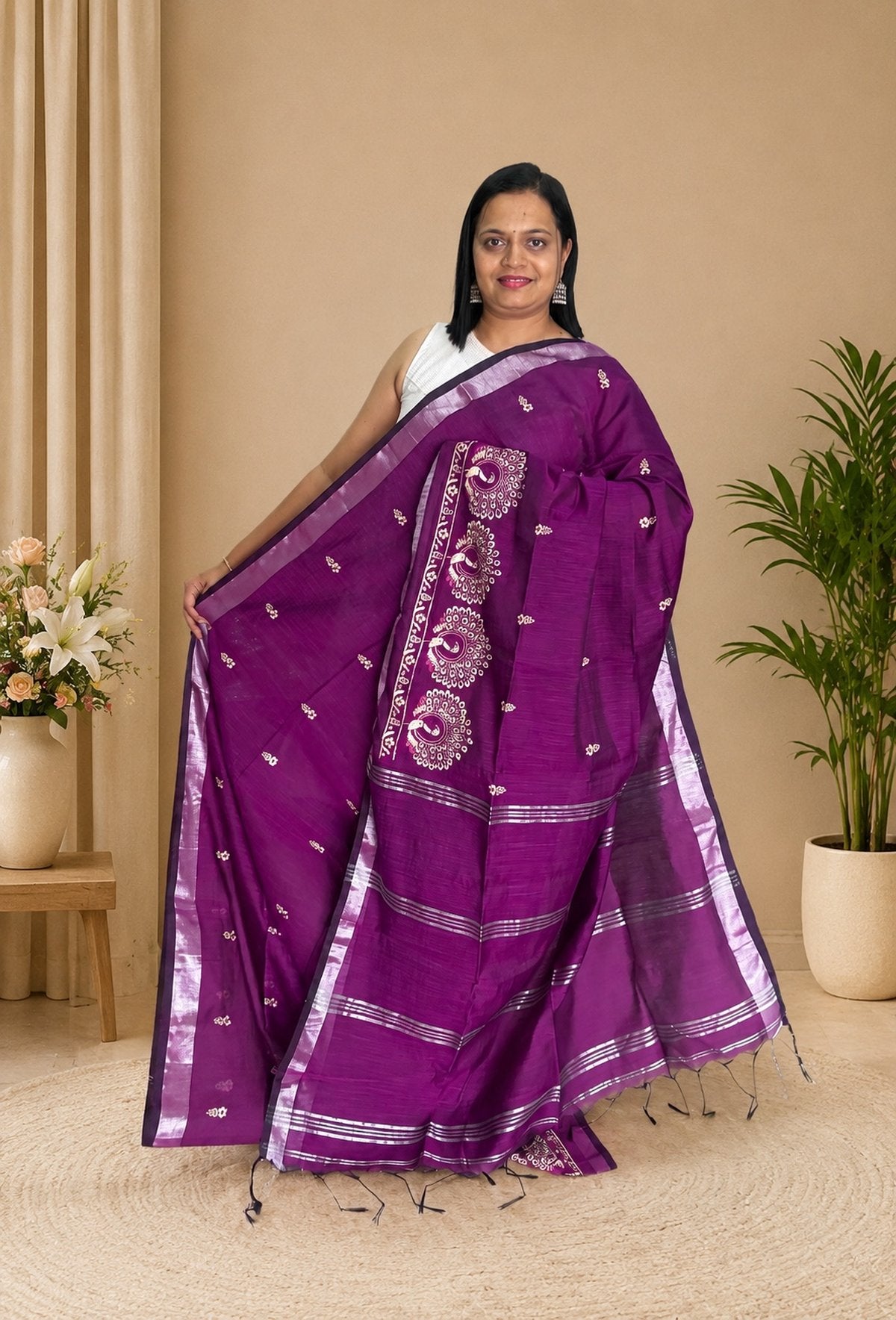 Magenta Purple (Rani Purple) Cotton Silk Saree 