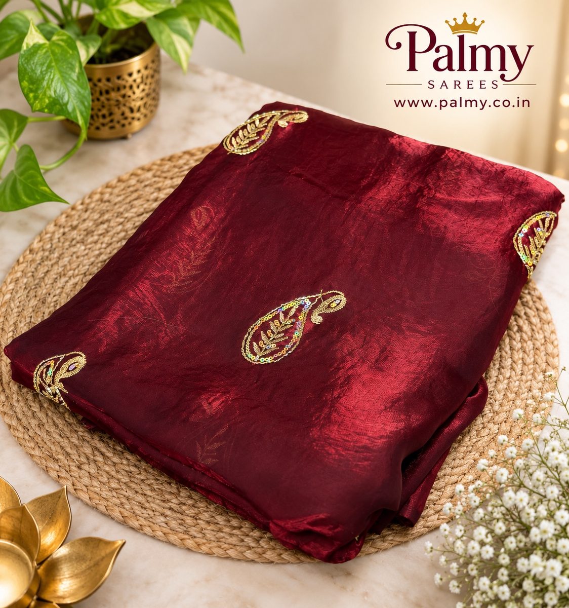 Maroon Party Wear Saree
